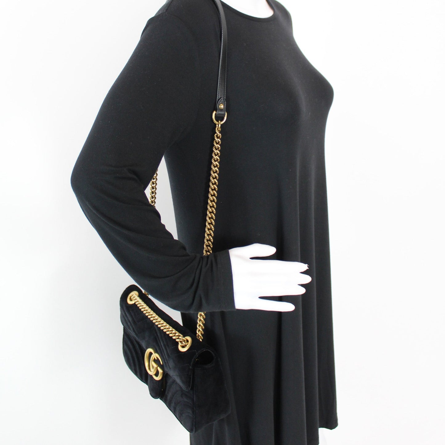 443497 Marmont Shoulder Velvet Small Flap