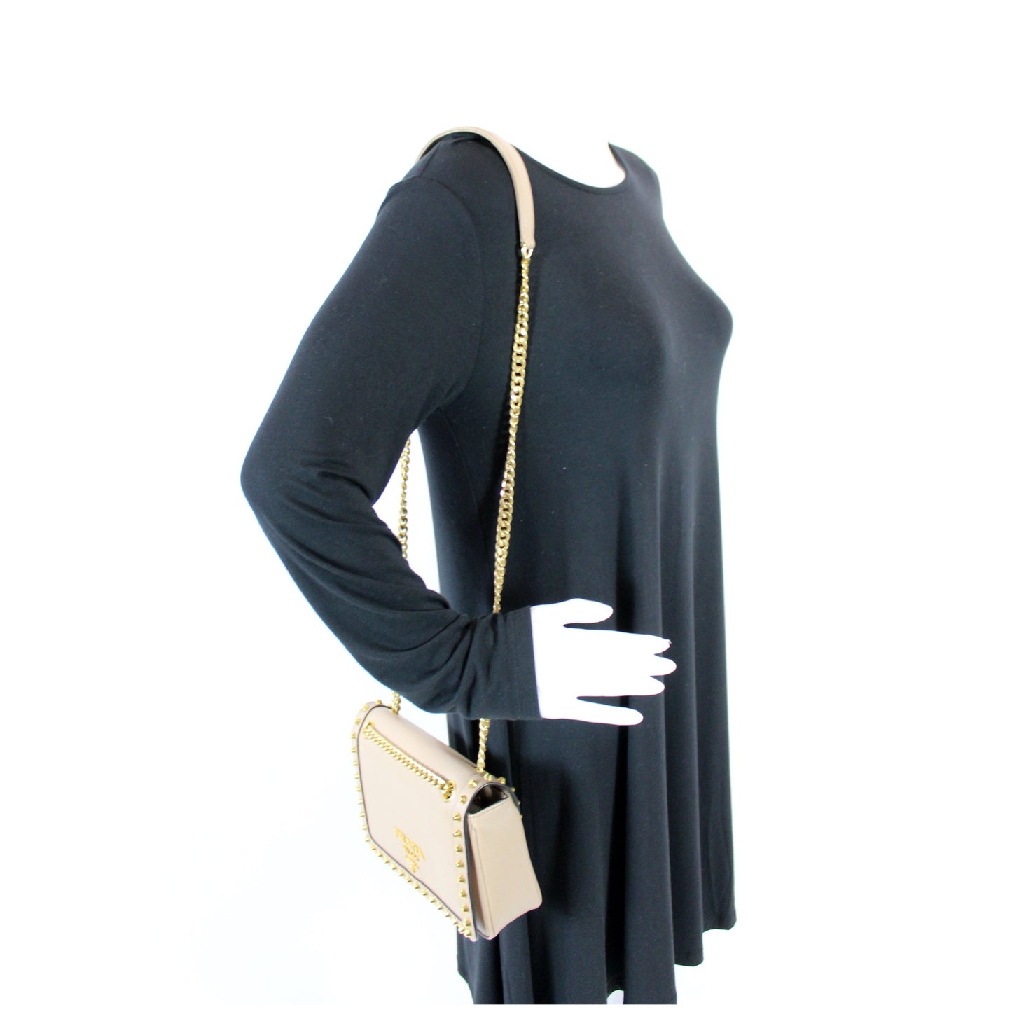 Glace Calfskin Studded Crossbody