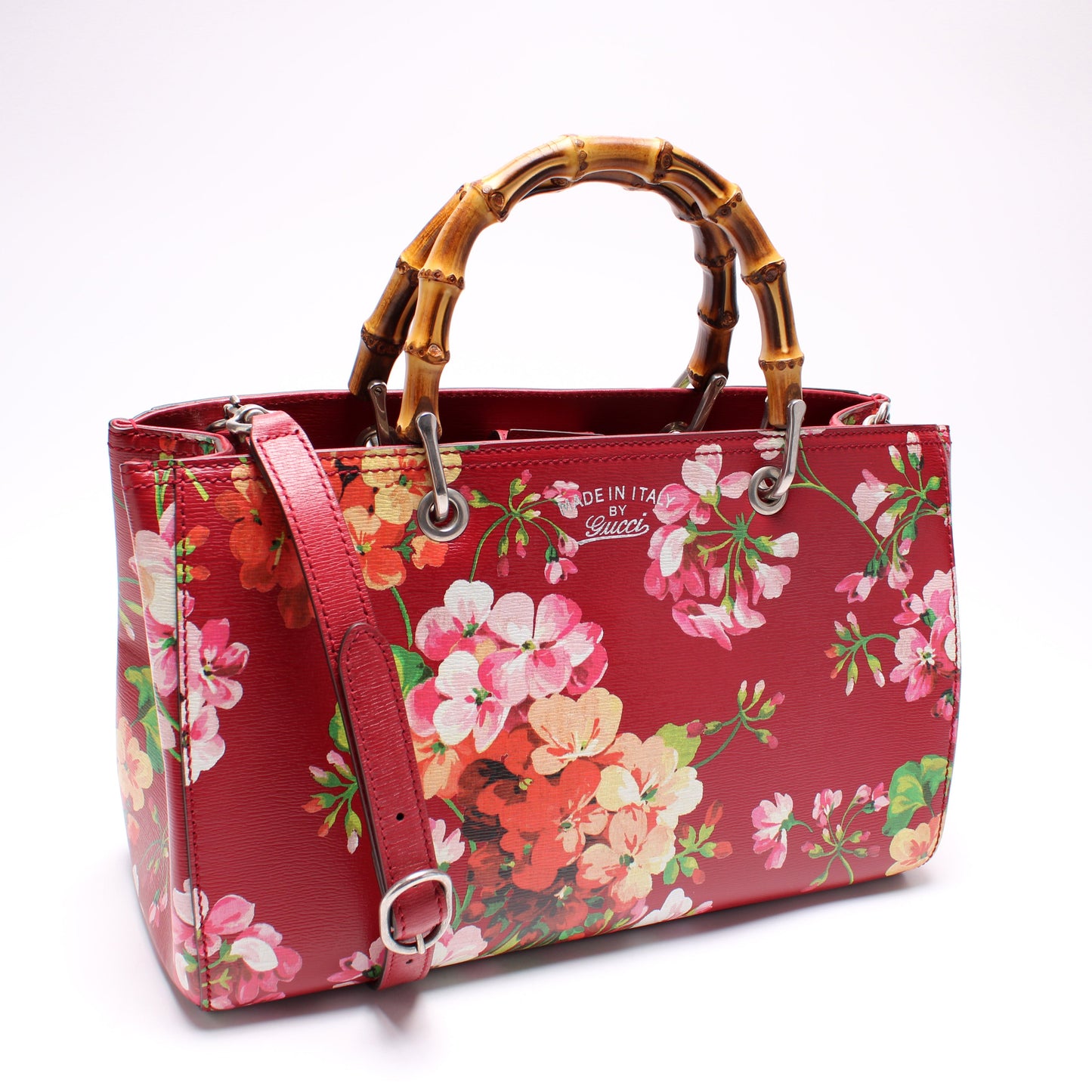 323660 Blooms Leather Medium Bamboo Shopper Tote