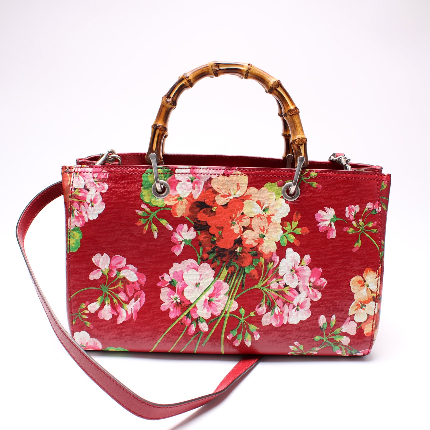 323660 Blooms Leather Medium Bamboo Shopper Tote