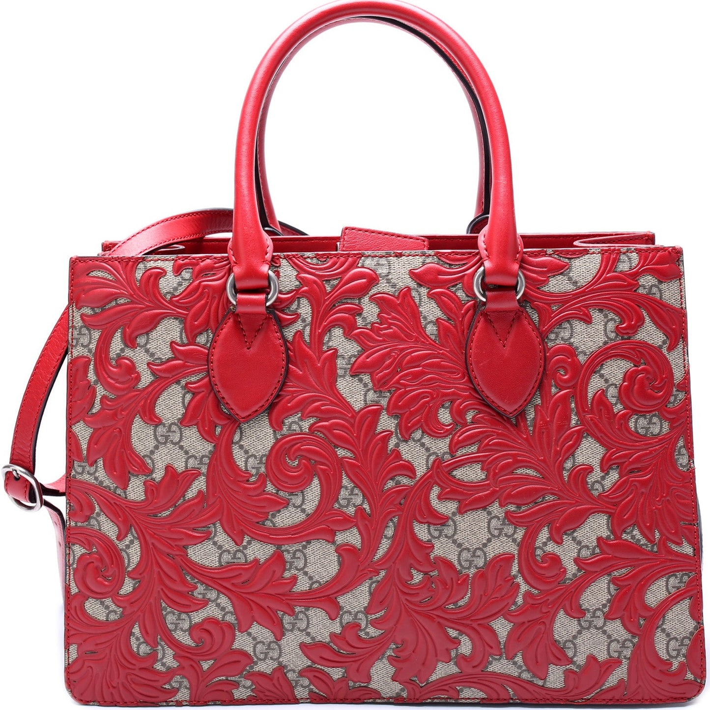 409531 GG Supreme Arabesque Top Handle Tote