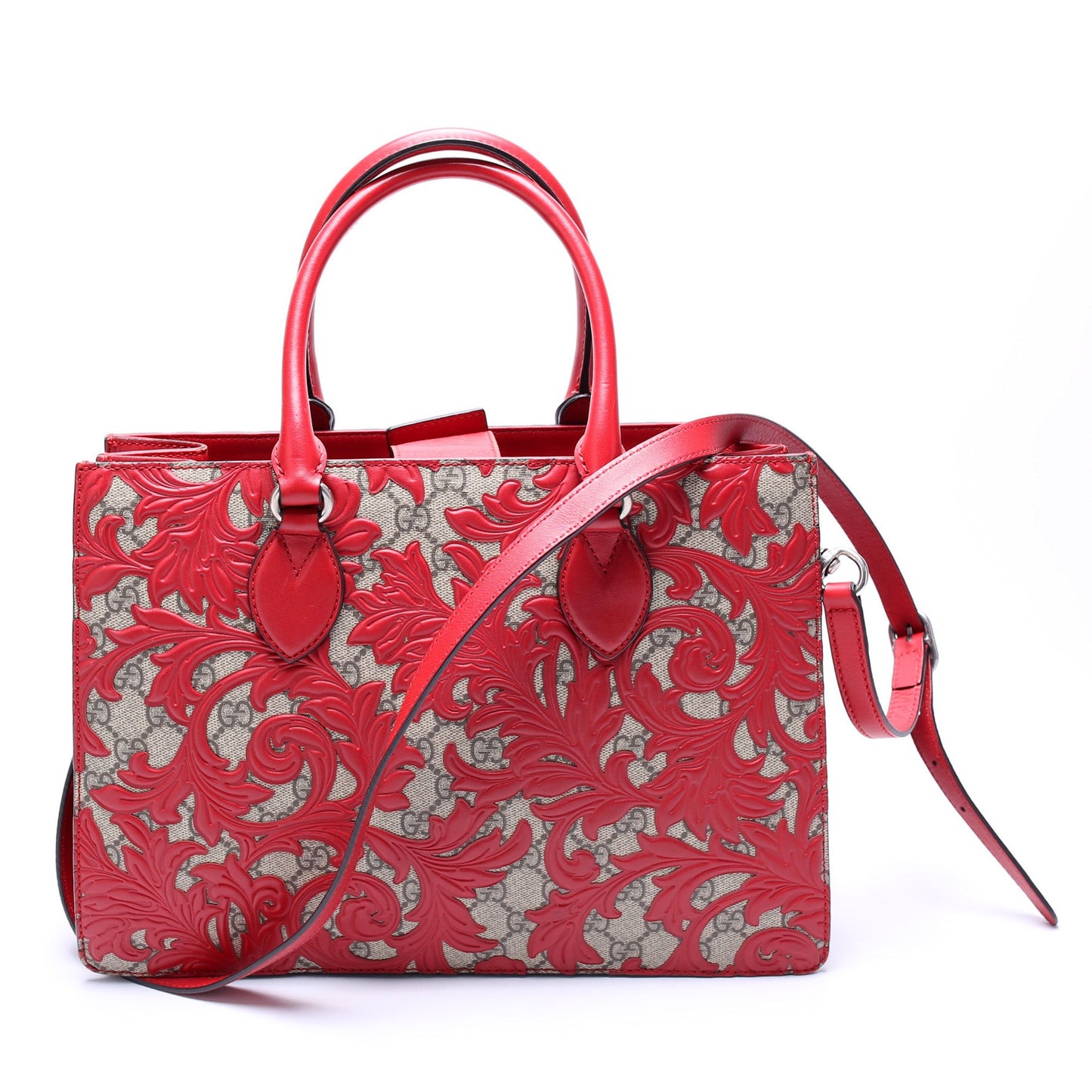 409531 GG Supreme Arabesque Top Handle Tote