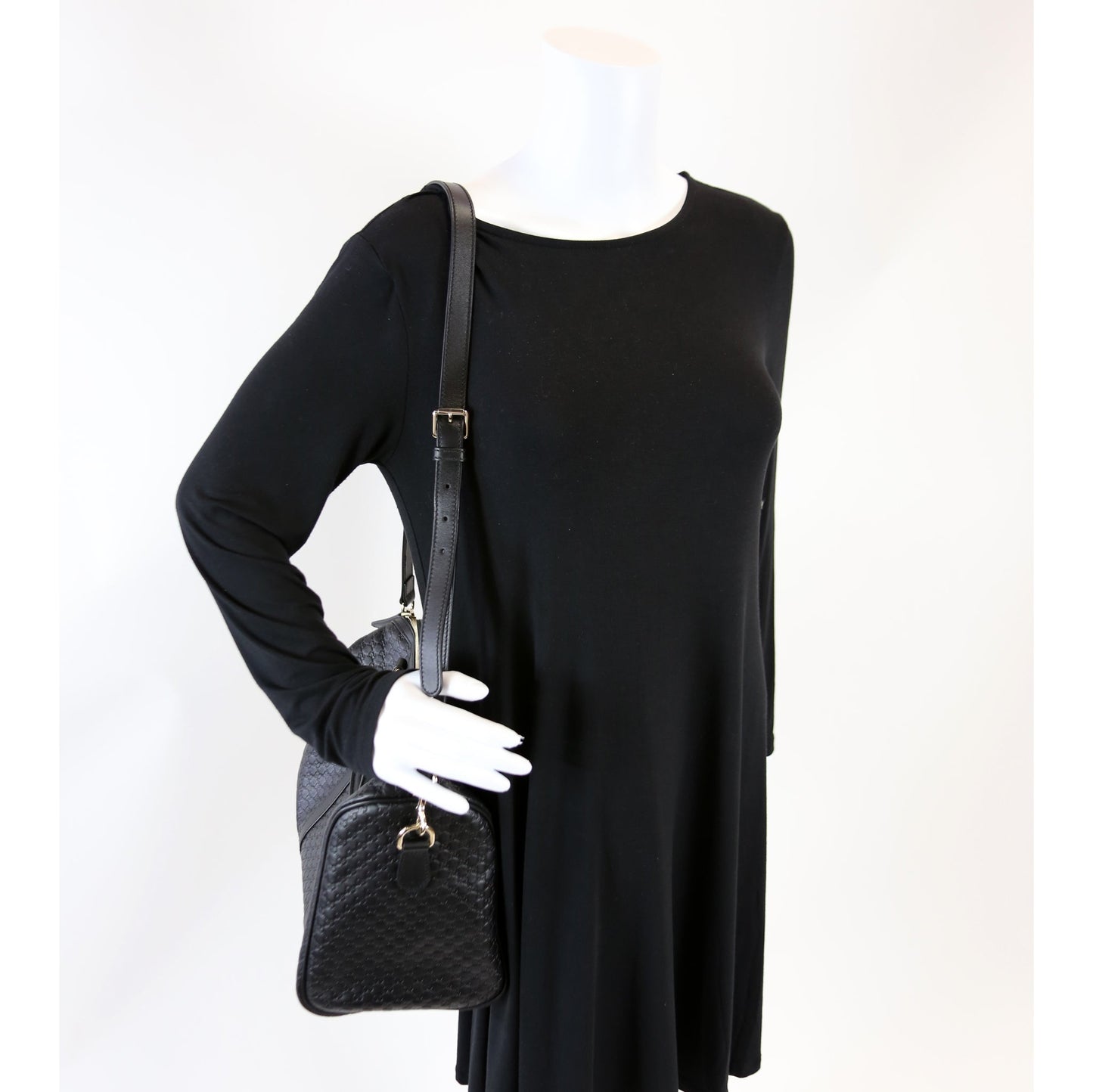 449646 Boston With Strap Micro Guccissima
