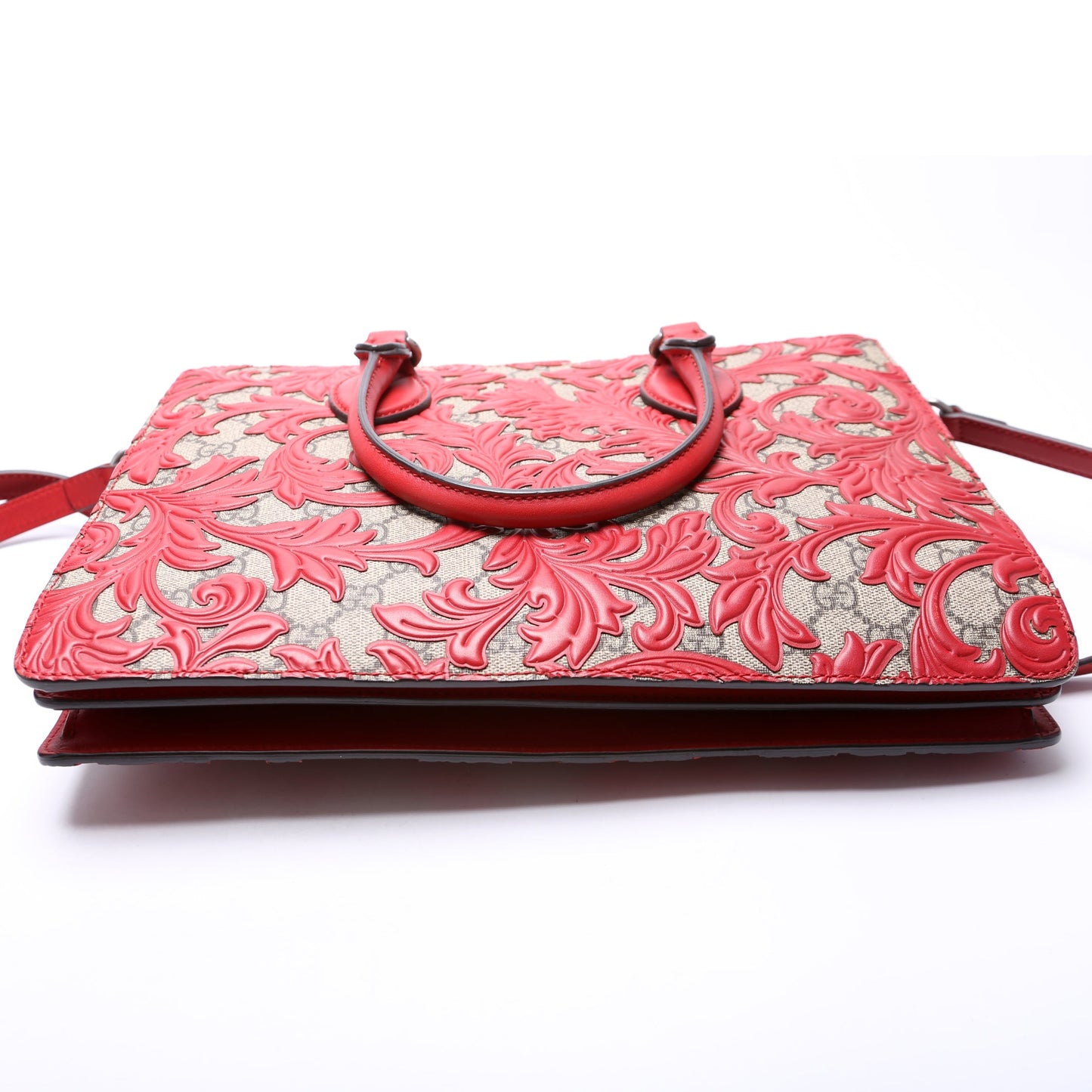 409531 GG Supreme Arabesque Top Handle Tote