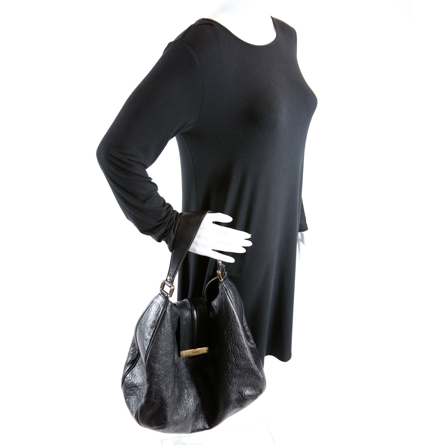 233604 GG Leather Large Hobo