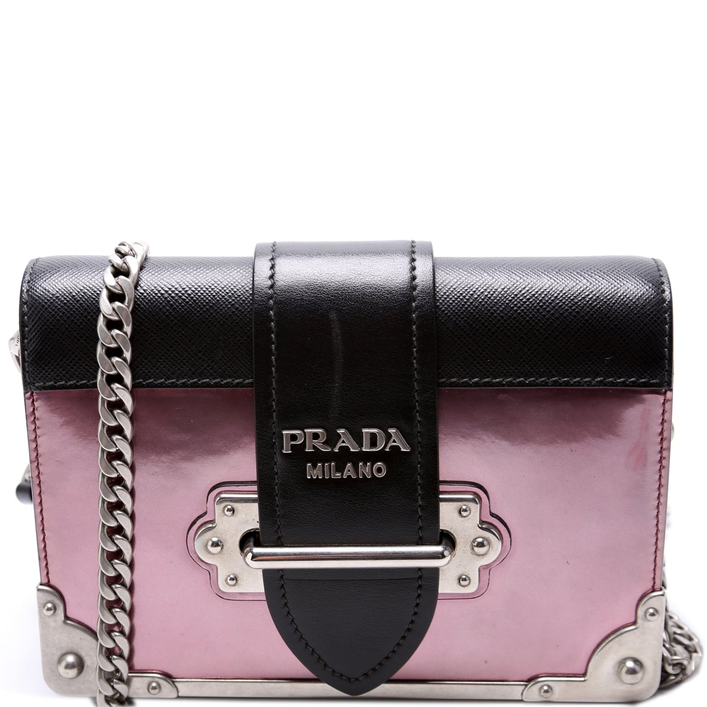 Saffiano/Metallic Vitello Cahier Chain Crossbody