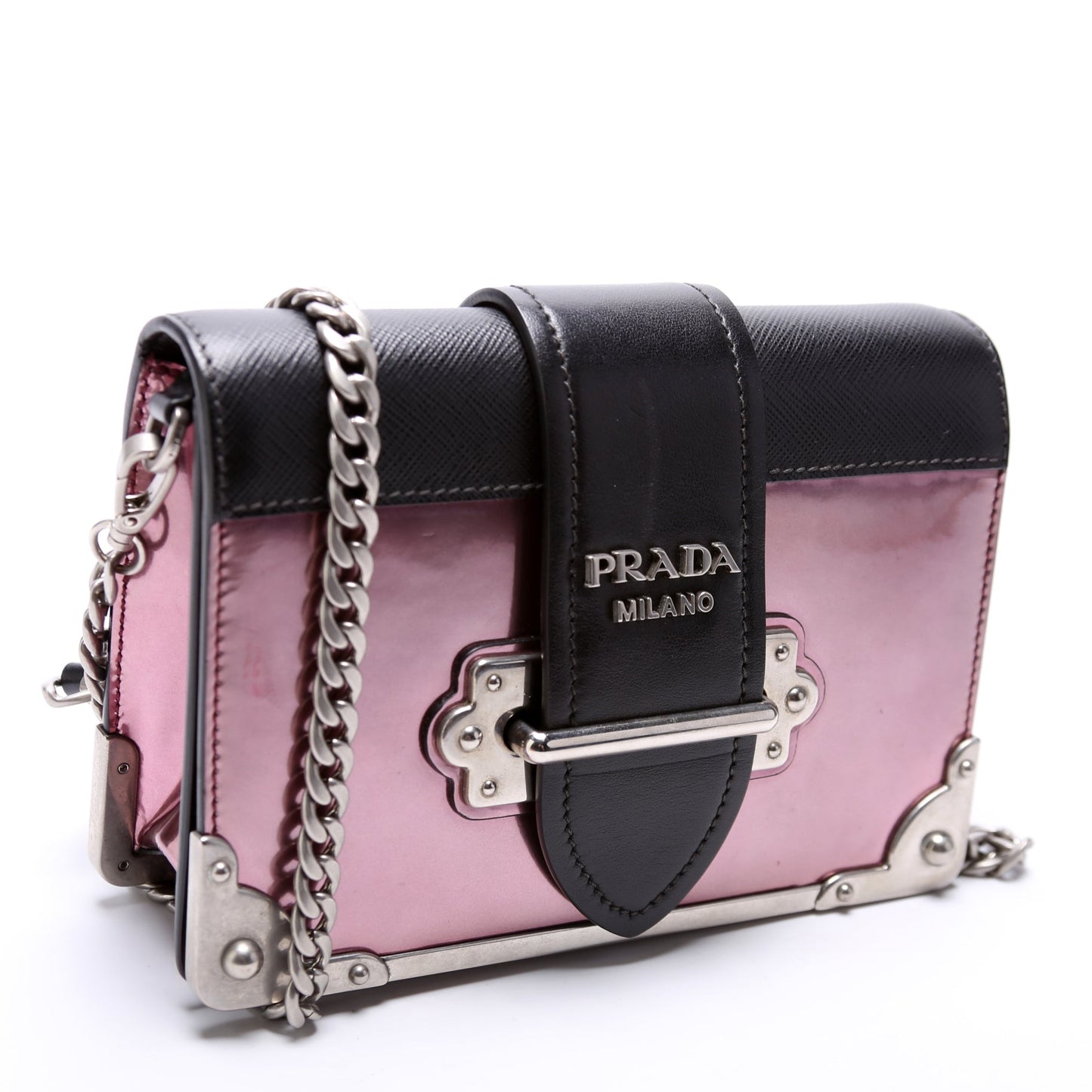 Saffiano/Metallic Vitello Cahier Chain Crossbody