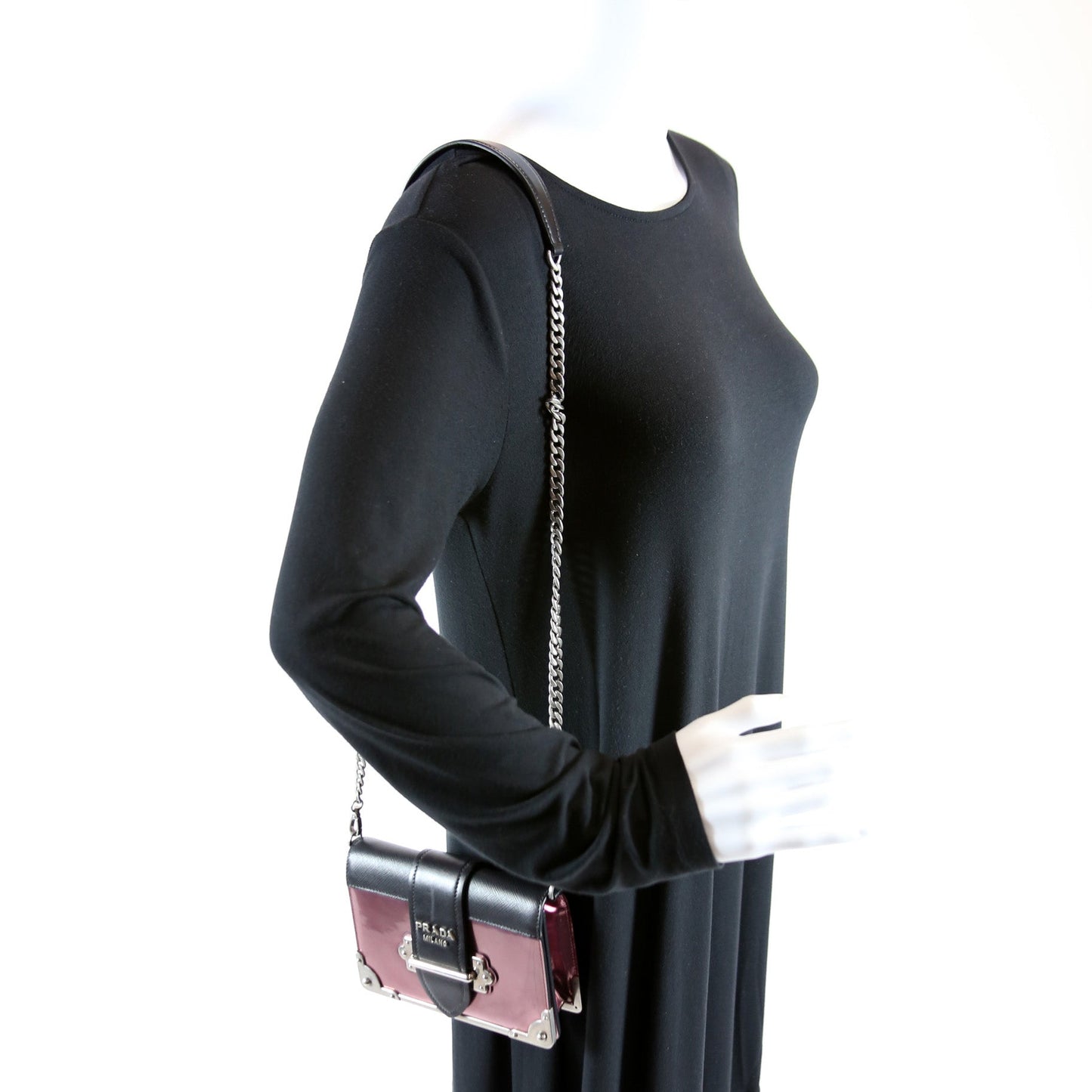 Saffiano/Metallic Vitello Cahier Chain Crossbody