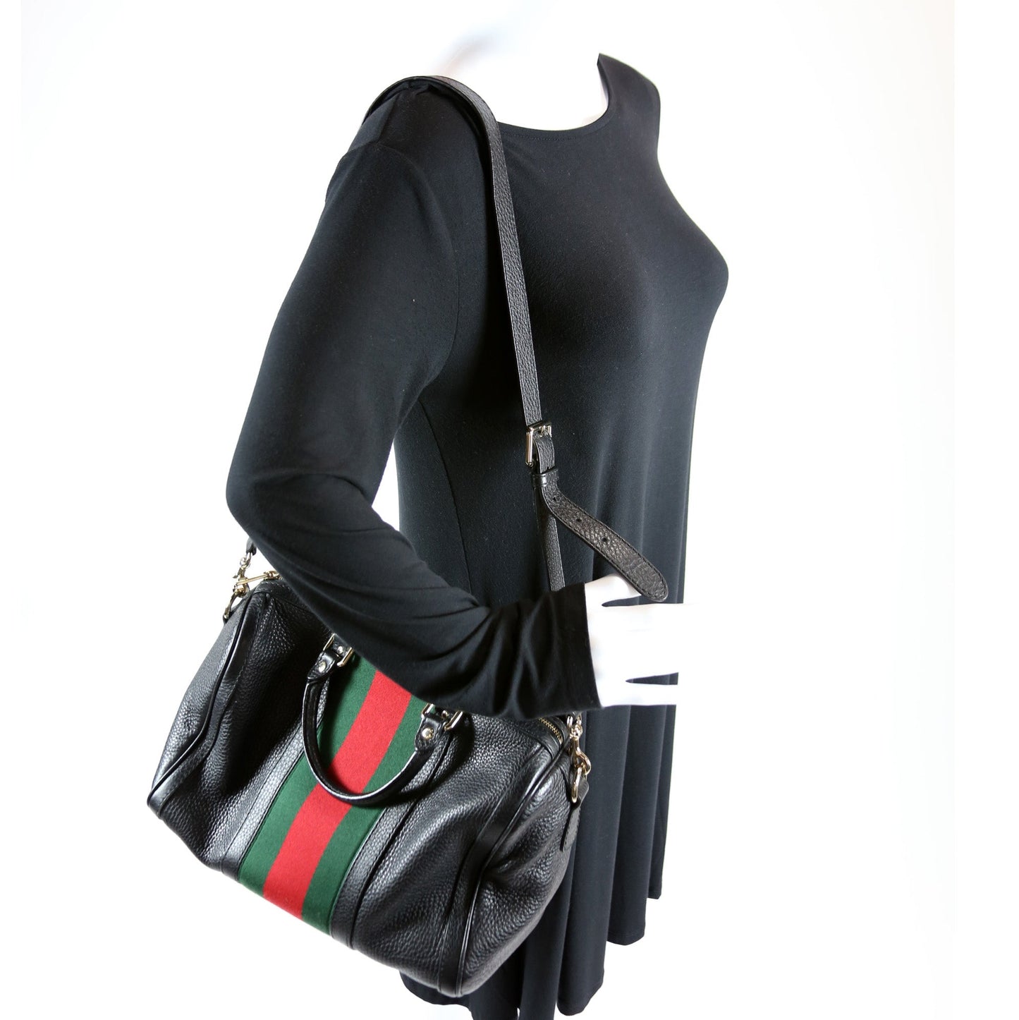 247205 Boston Bag Web Leather