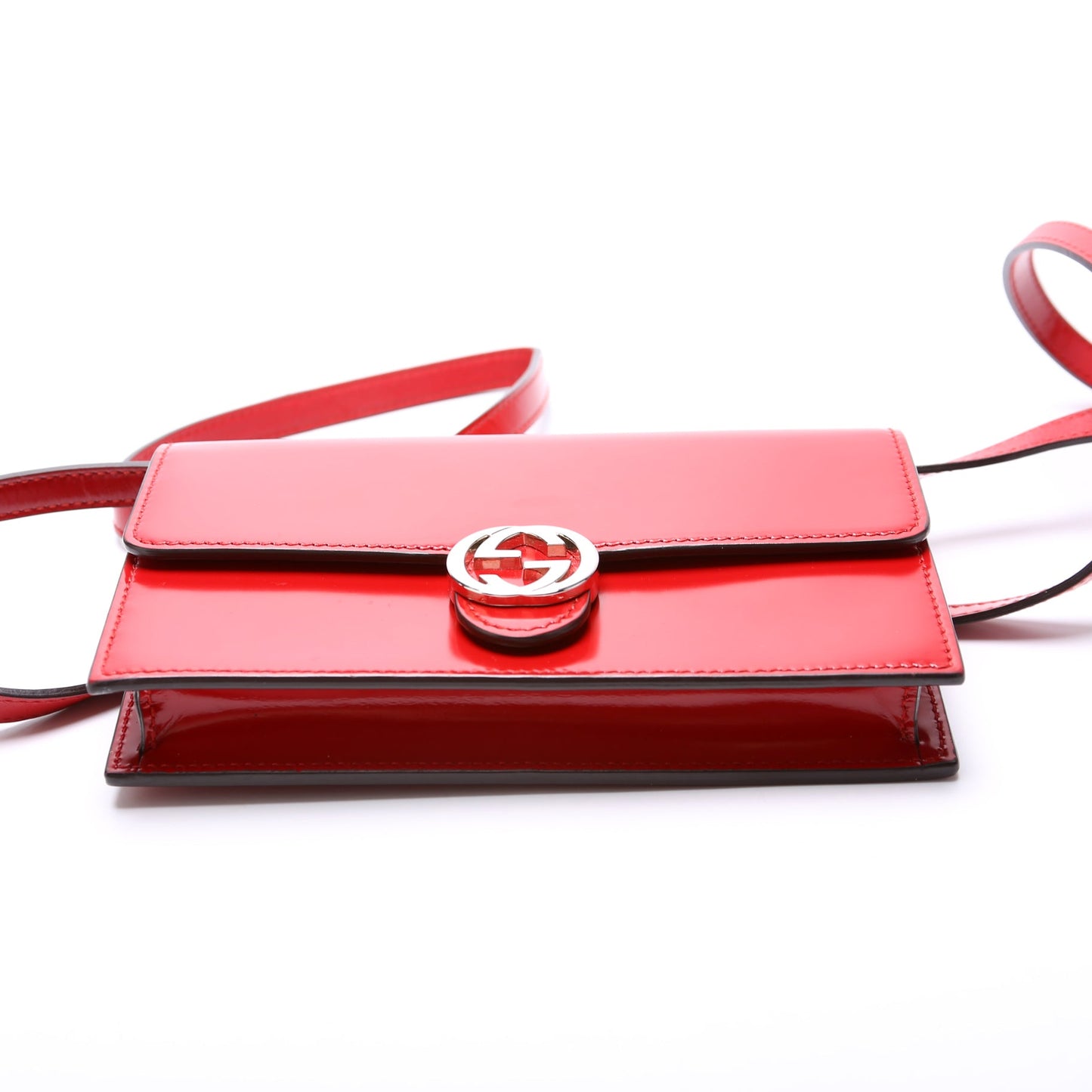 369664 Interlocking G Patent Leather Icon Wallet Crossbody