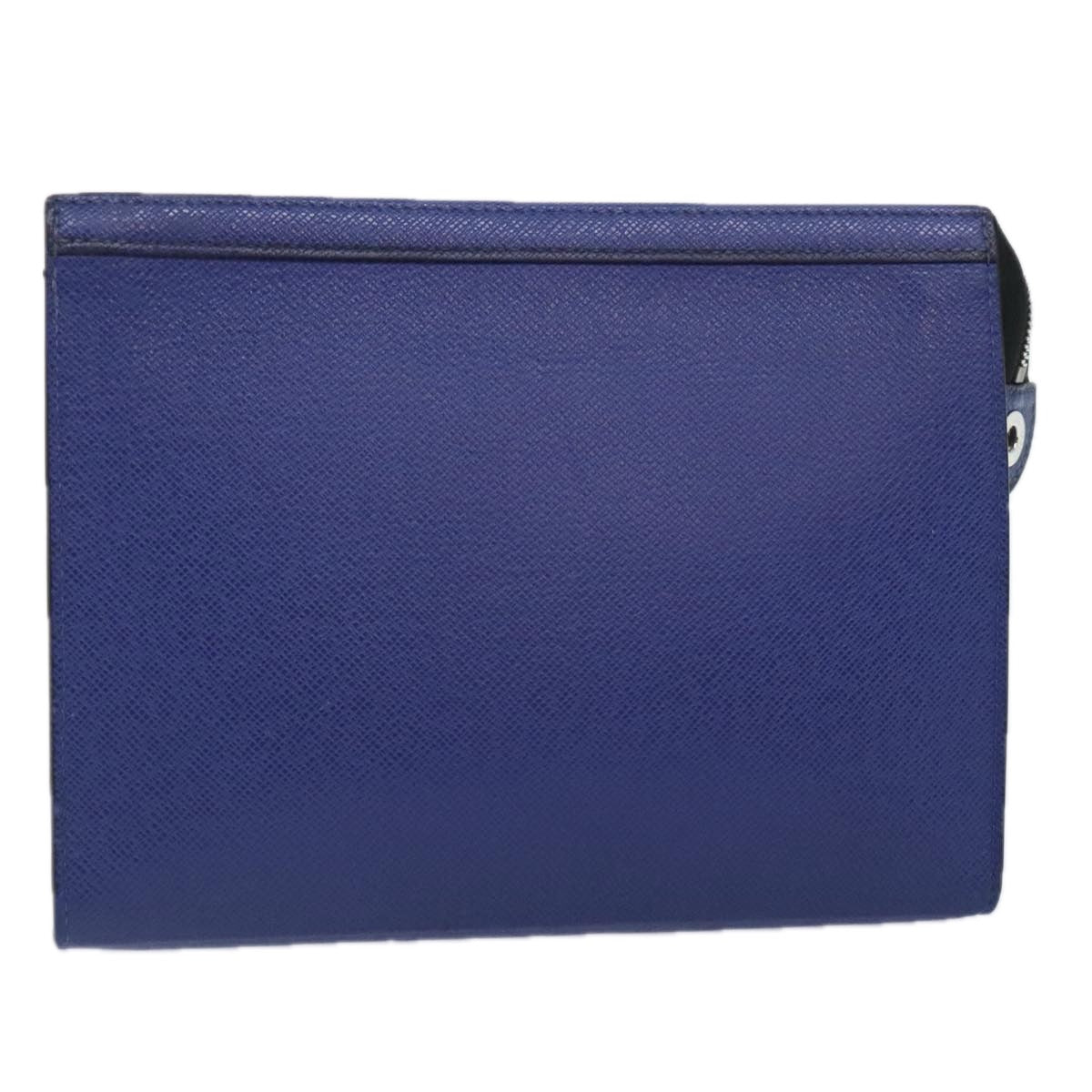 Louis Vuitton Pochette Voyage Blue Leather Clutch Bag