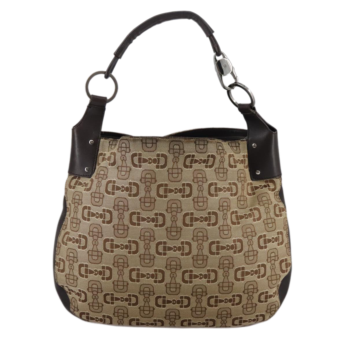 Gucci Horsebit Brown Canvas Handbag