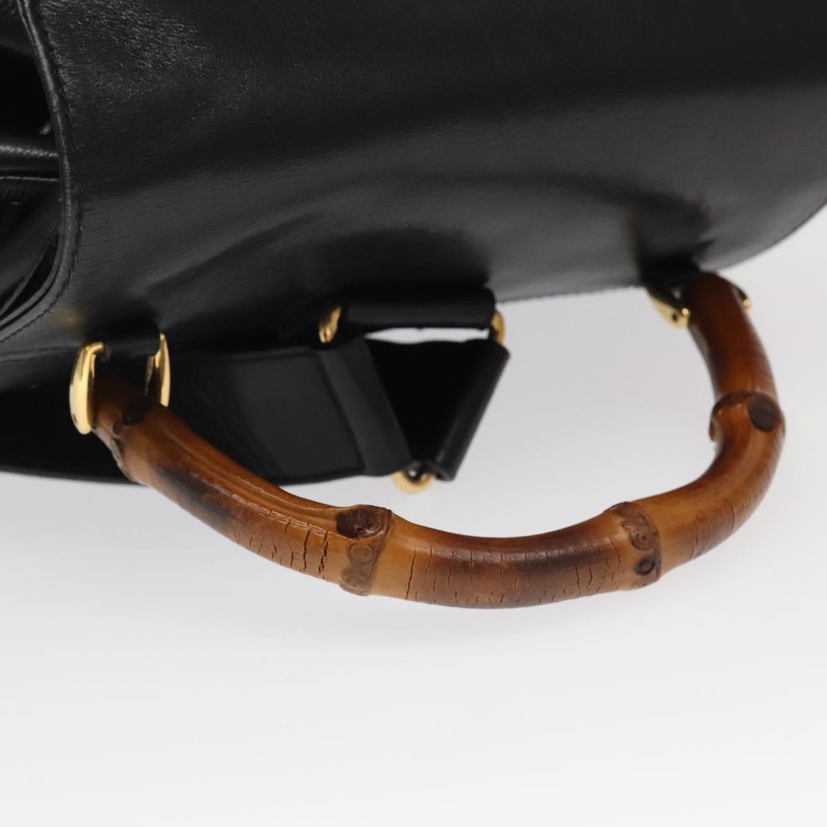 Gucci Bamboo Black Leather Backpack Bag