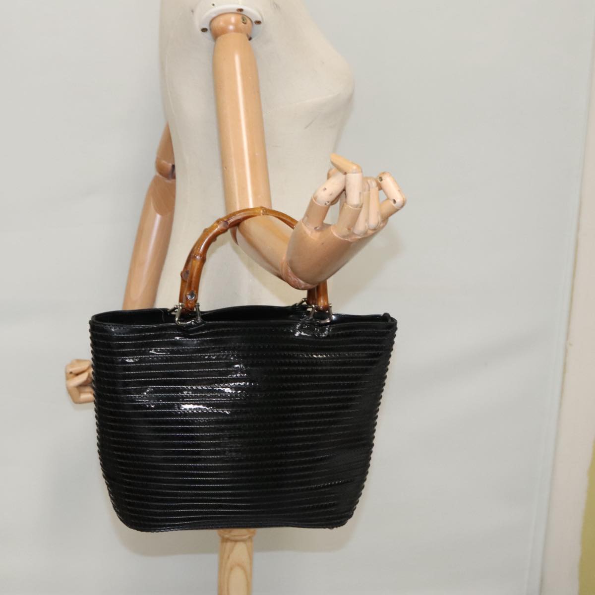 Gucci Bamboo Black Patent Leather Handbag