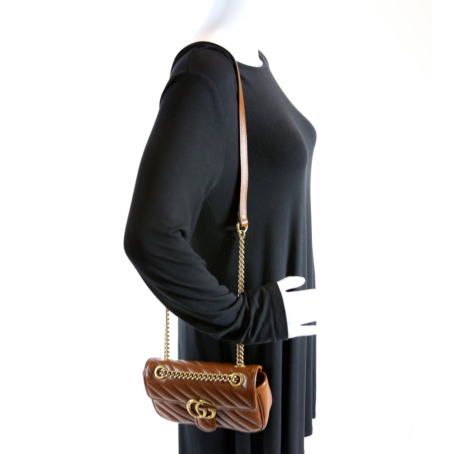 446744 Marmont Diagonal Leather Shoulder Mini Flap