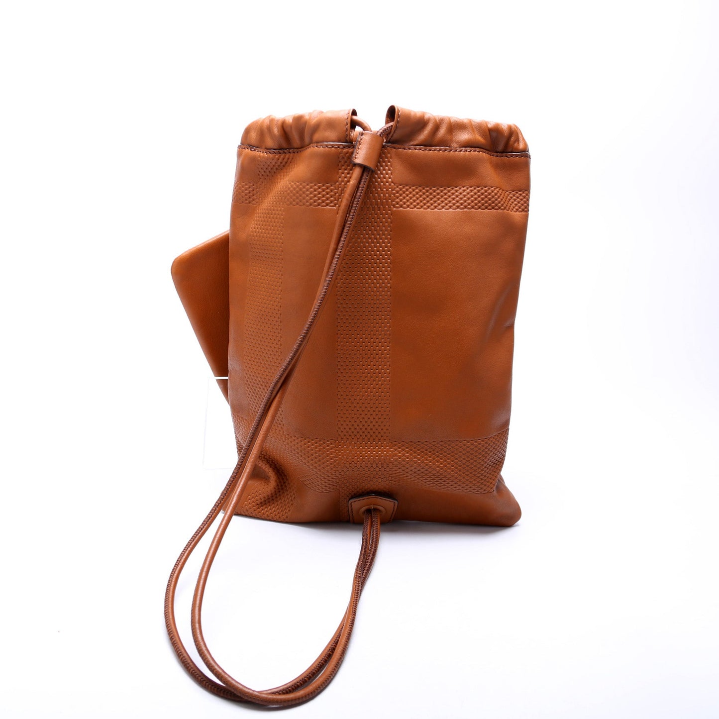 Drawstring Backpack w/ Pouch Embossed Leather
