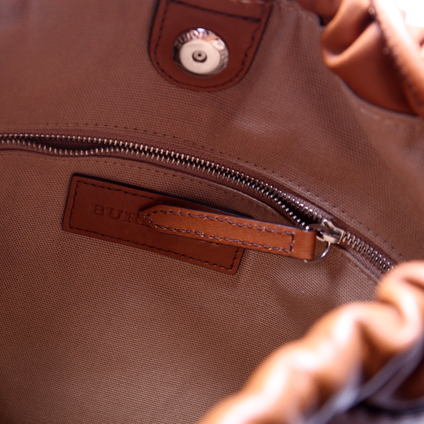 Drawstring Backpack w/ Pouch Embossed Leather