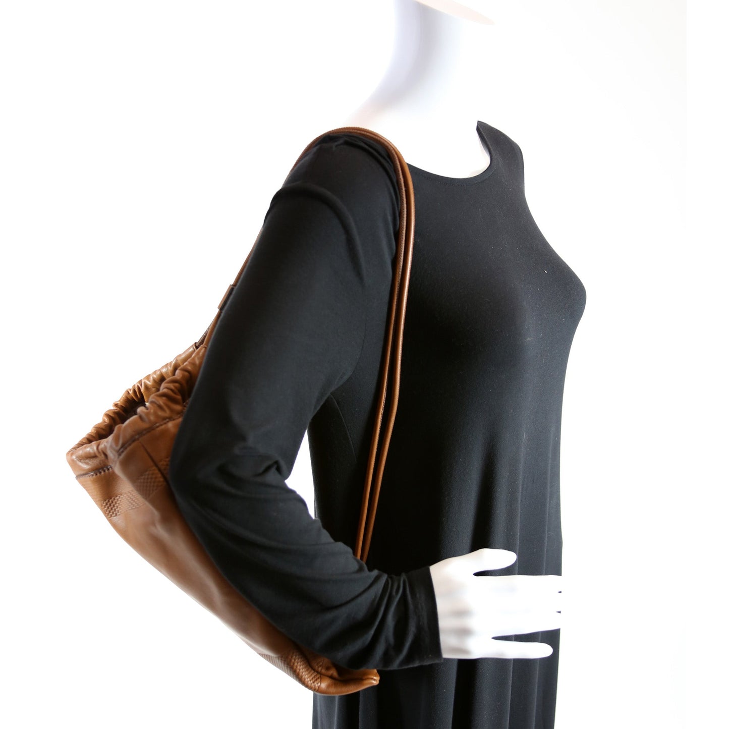 Drawstring Backpack w/ Pouch Embossed Leather