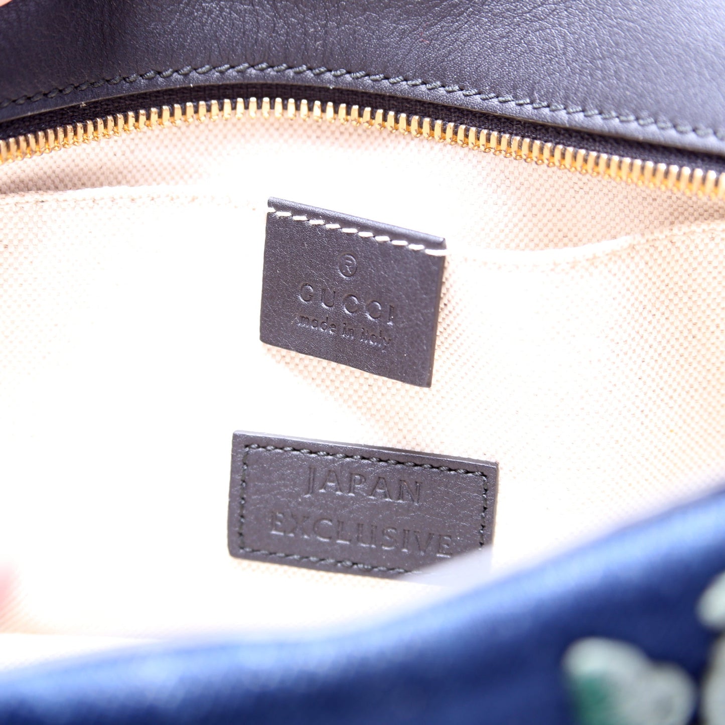 456547 Embroidered Denim Camera Bag