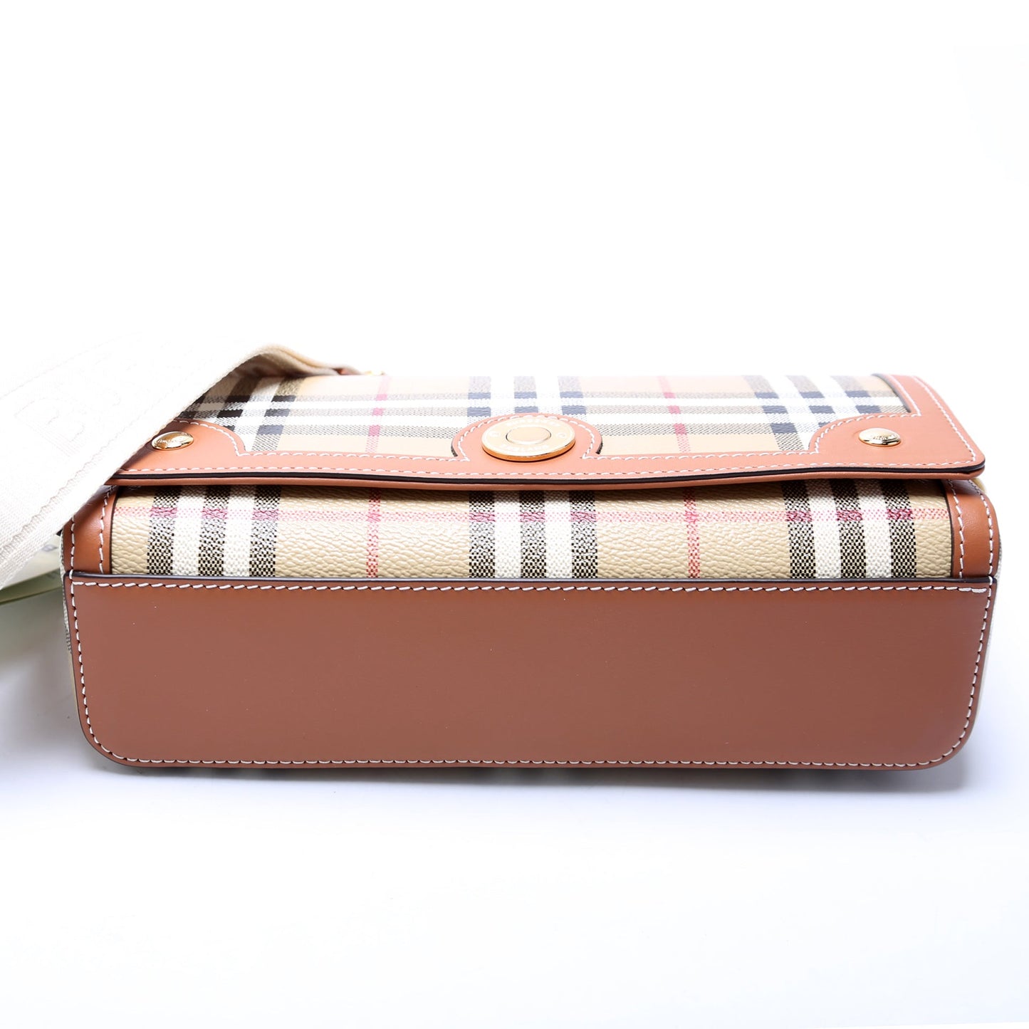 Note Top Handle Crossbody Check Coated Canvas