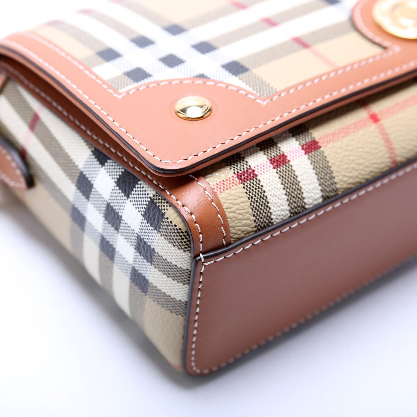 Note Top Handle Crossbody Check Coated Canvas