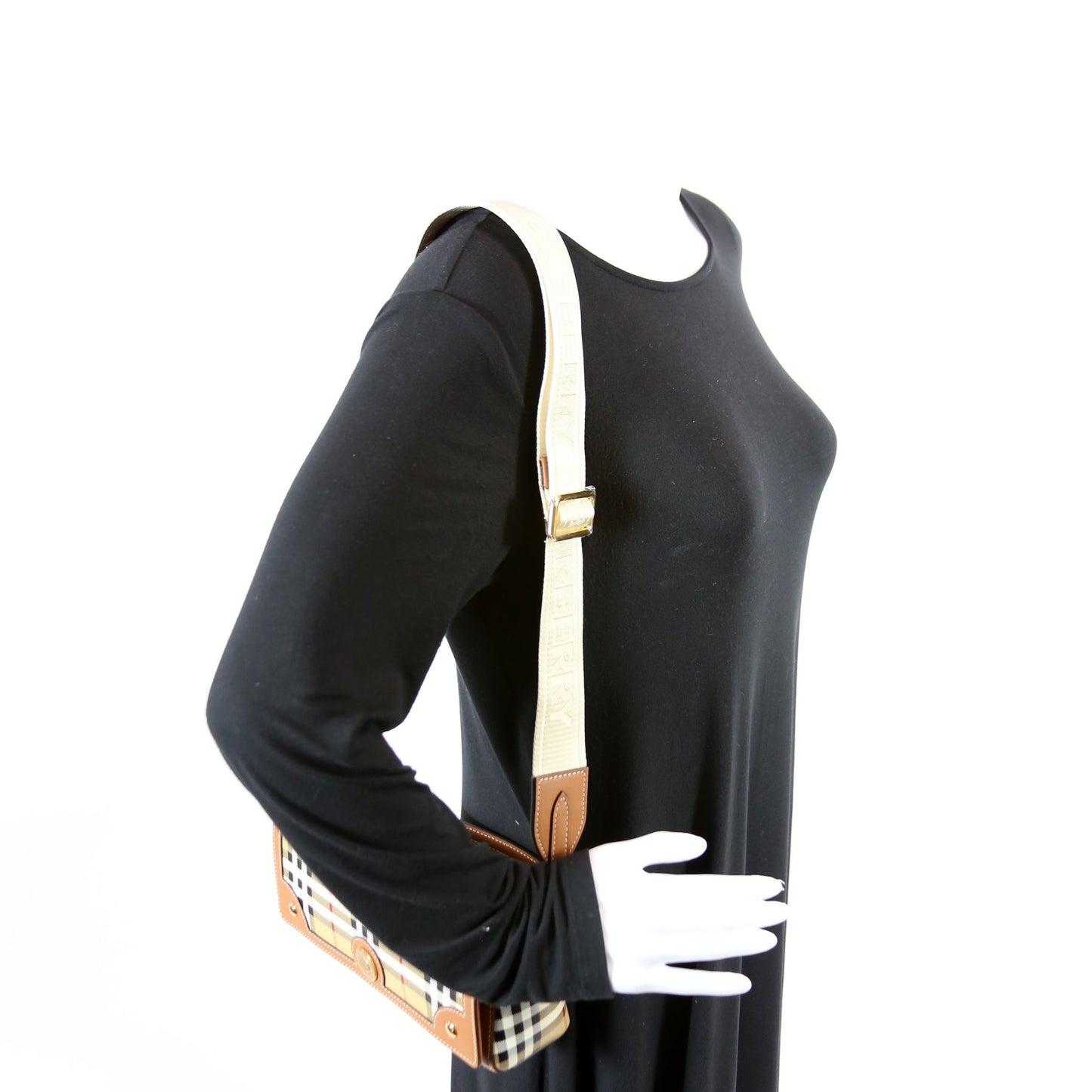 Note Top Handle Crossbody Check Coated Canvas
