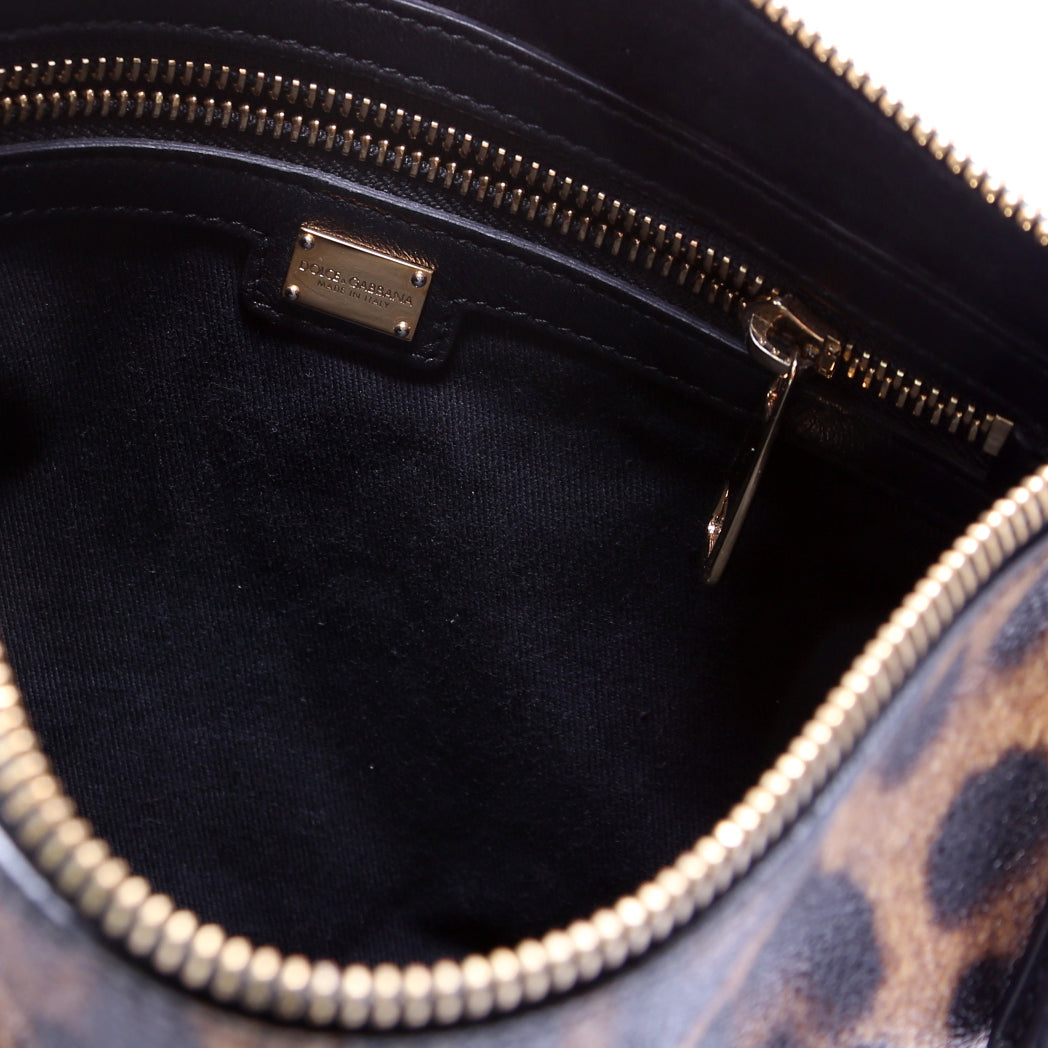 Leopard Coated Canvas Flat Crossbody Bag