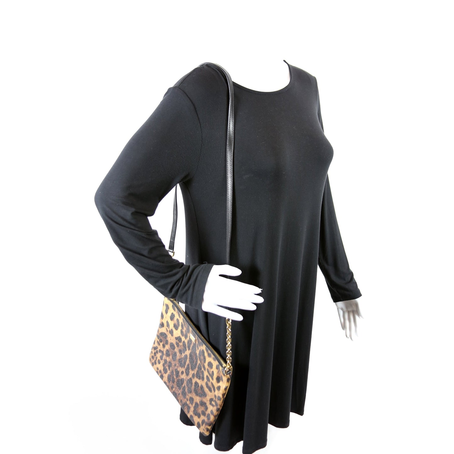 Leopard Coated Canvas Flat Crossbody Bag