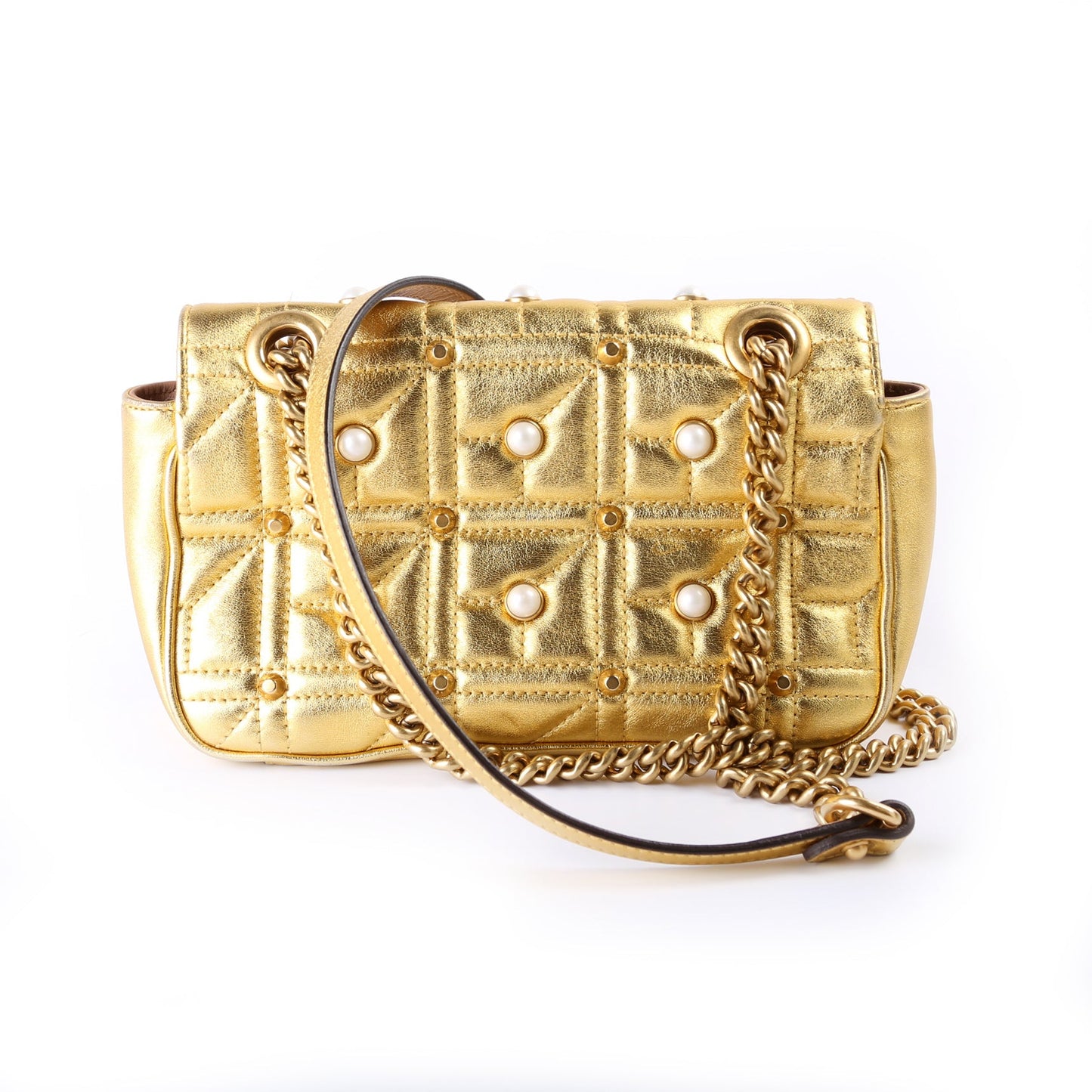 446744 Marmont Pearl Stud Leather Shoulder Mini Flap