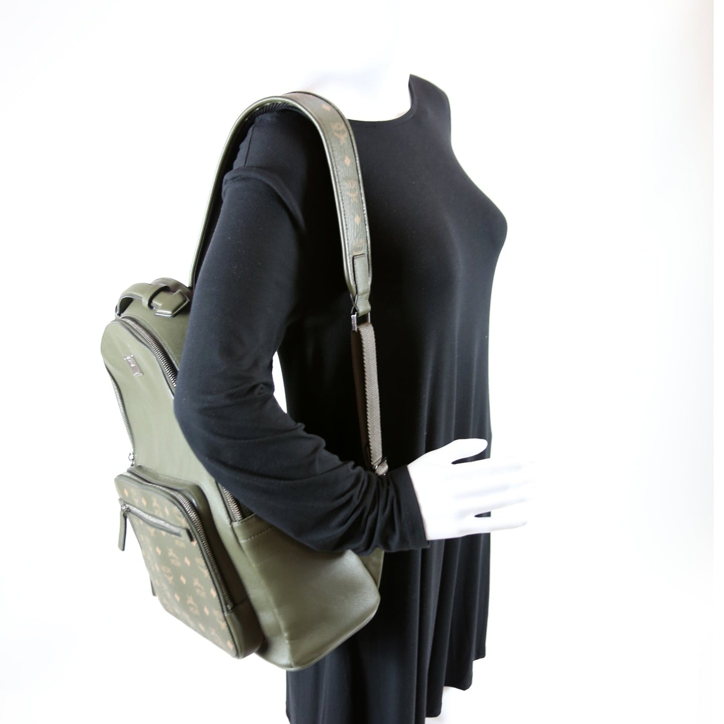 Visetos/Leather Medium Backpack