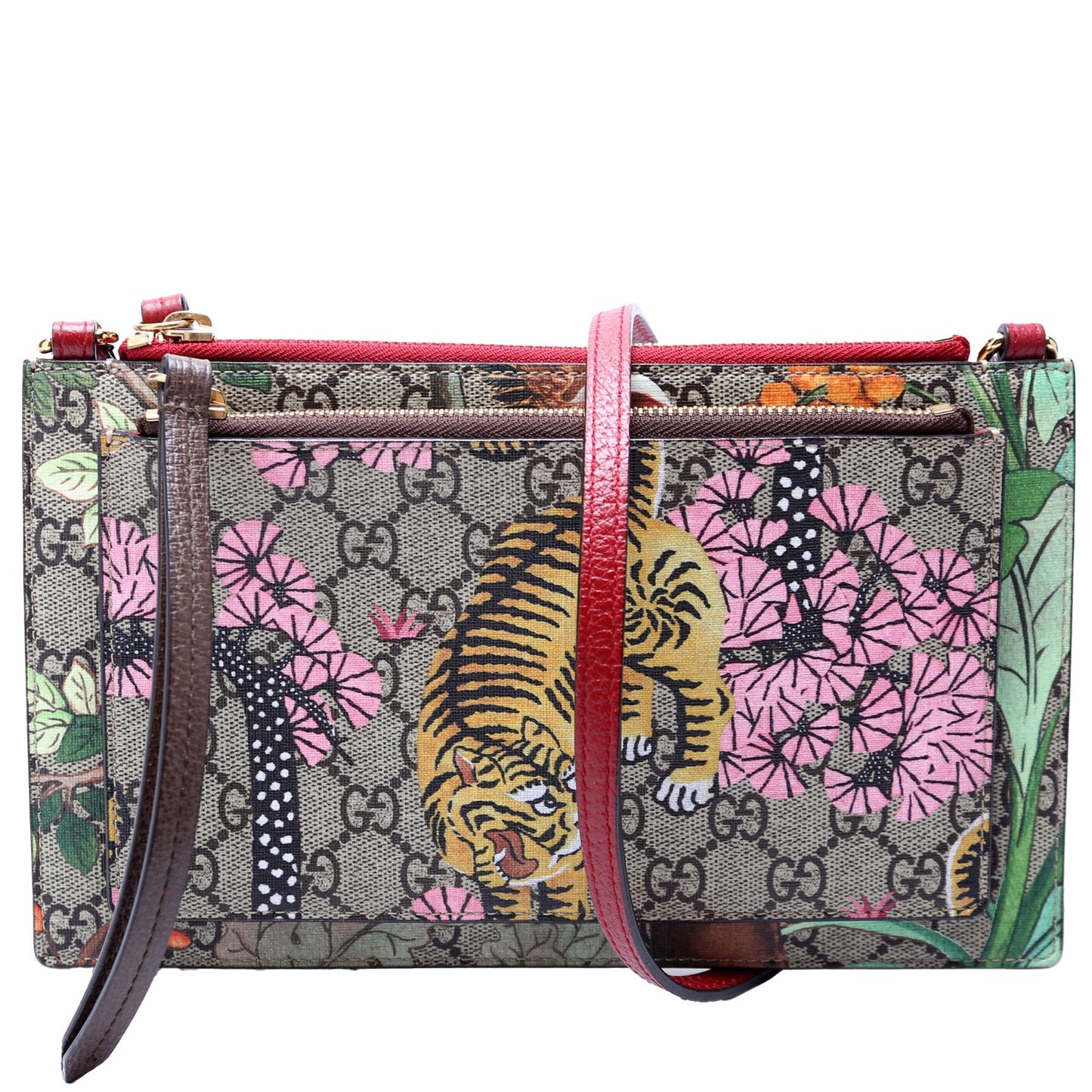 454111 GG Supreme Tian/Bengal Double Zip Shoulder Bag