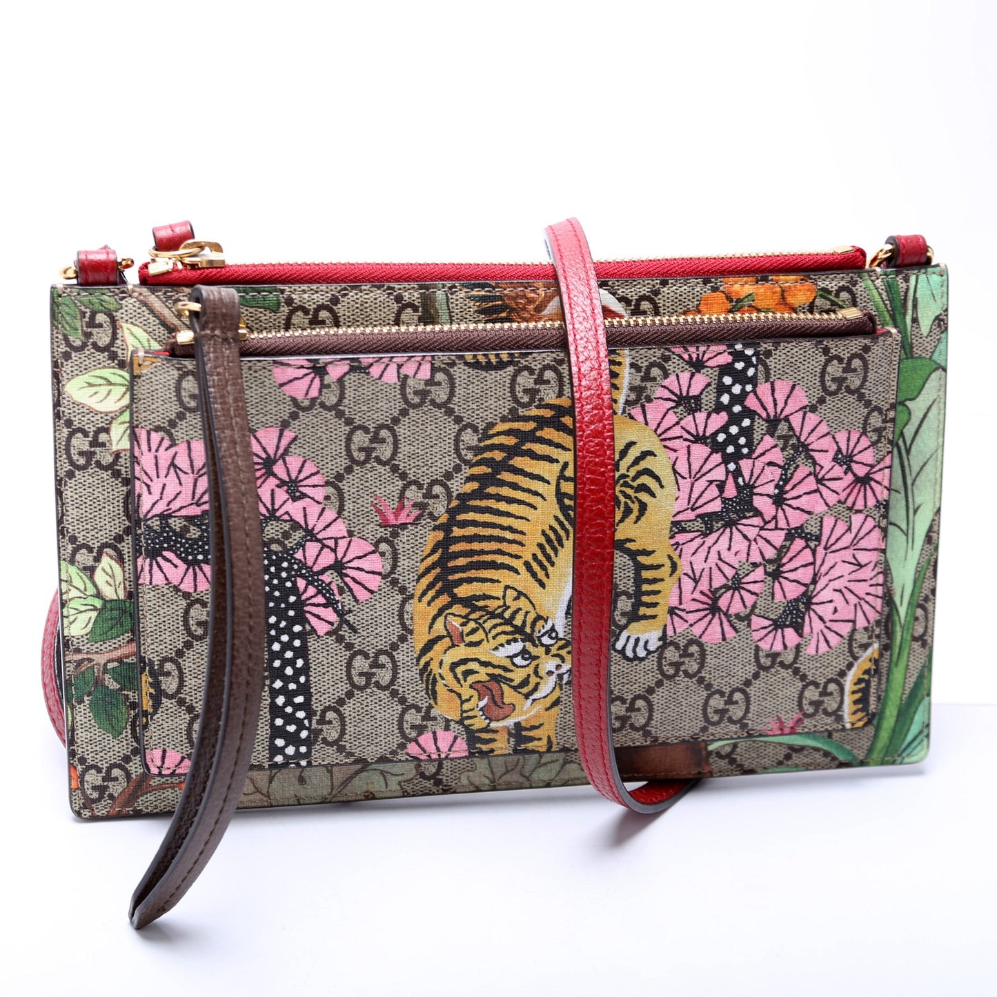 454111 GG Supreme Tian/Bengal Double Zip Shoulder Bag