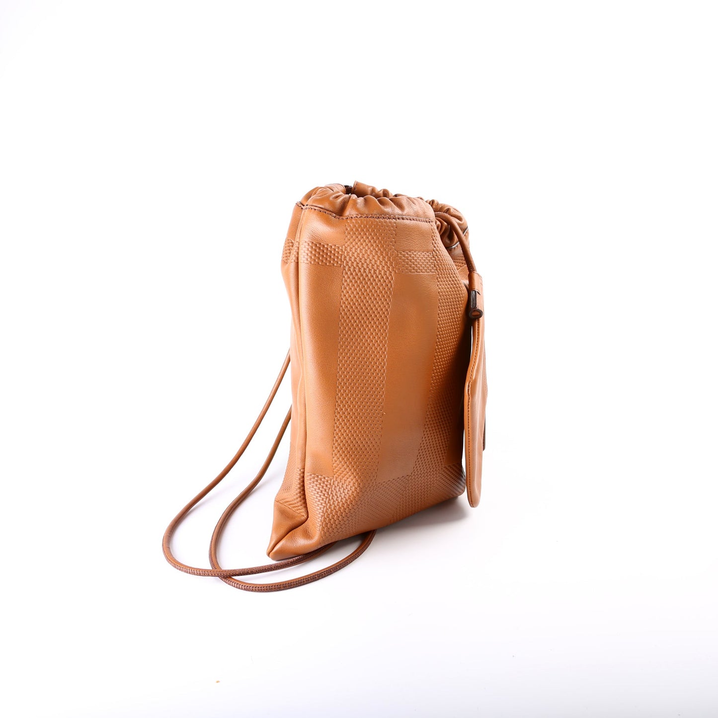 Drawstring Backpack w/ Pouch Embossed Leather