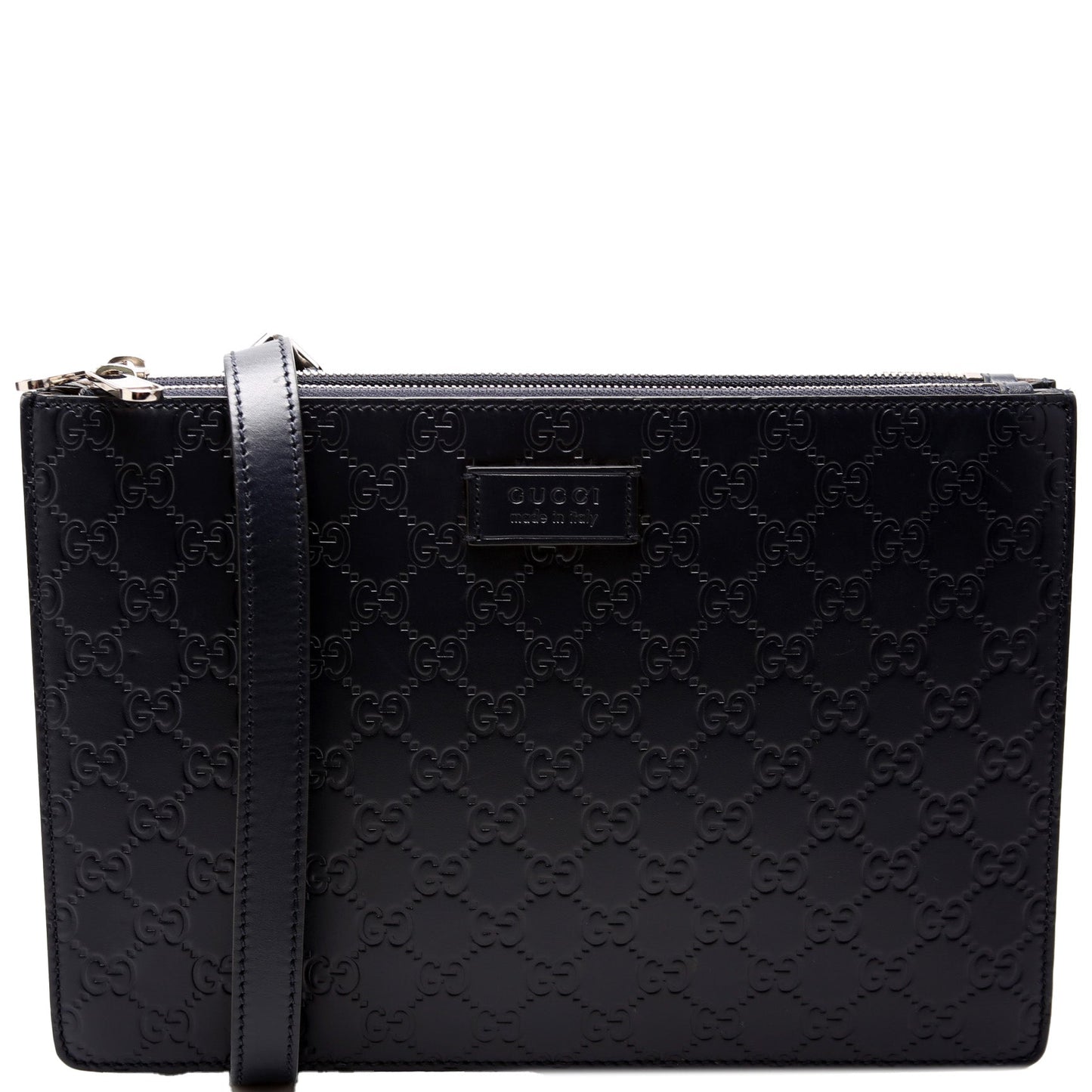 450953 GG Leather Double Zip Messenger
