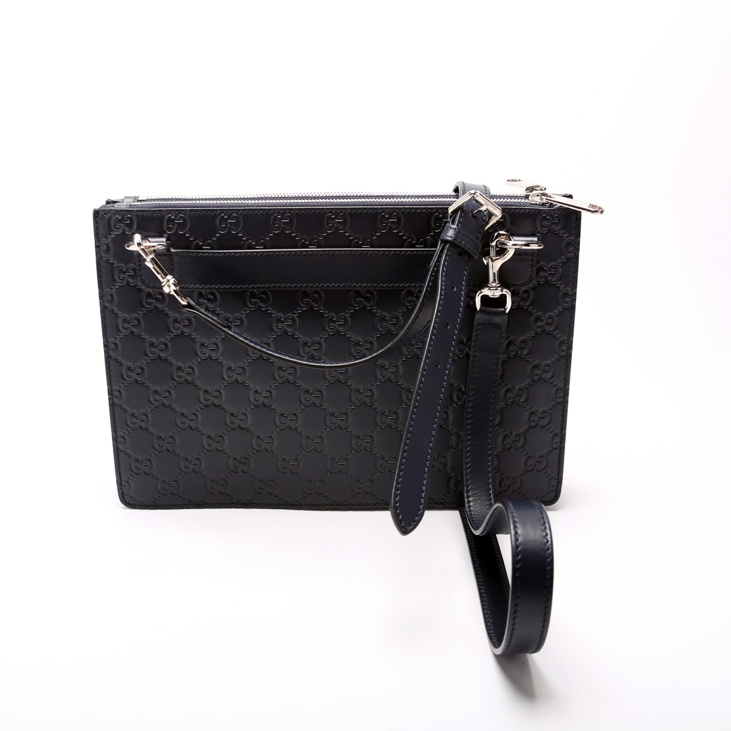 450953 GG Leather Double Zip Messenger