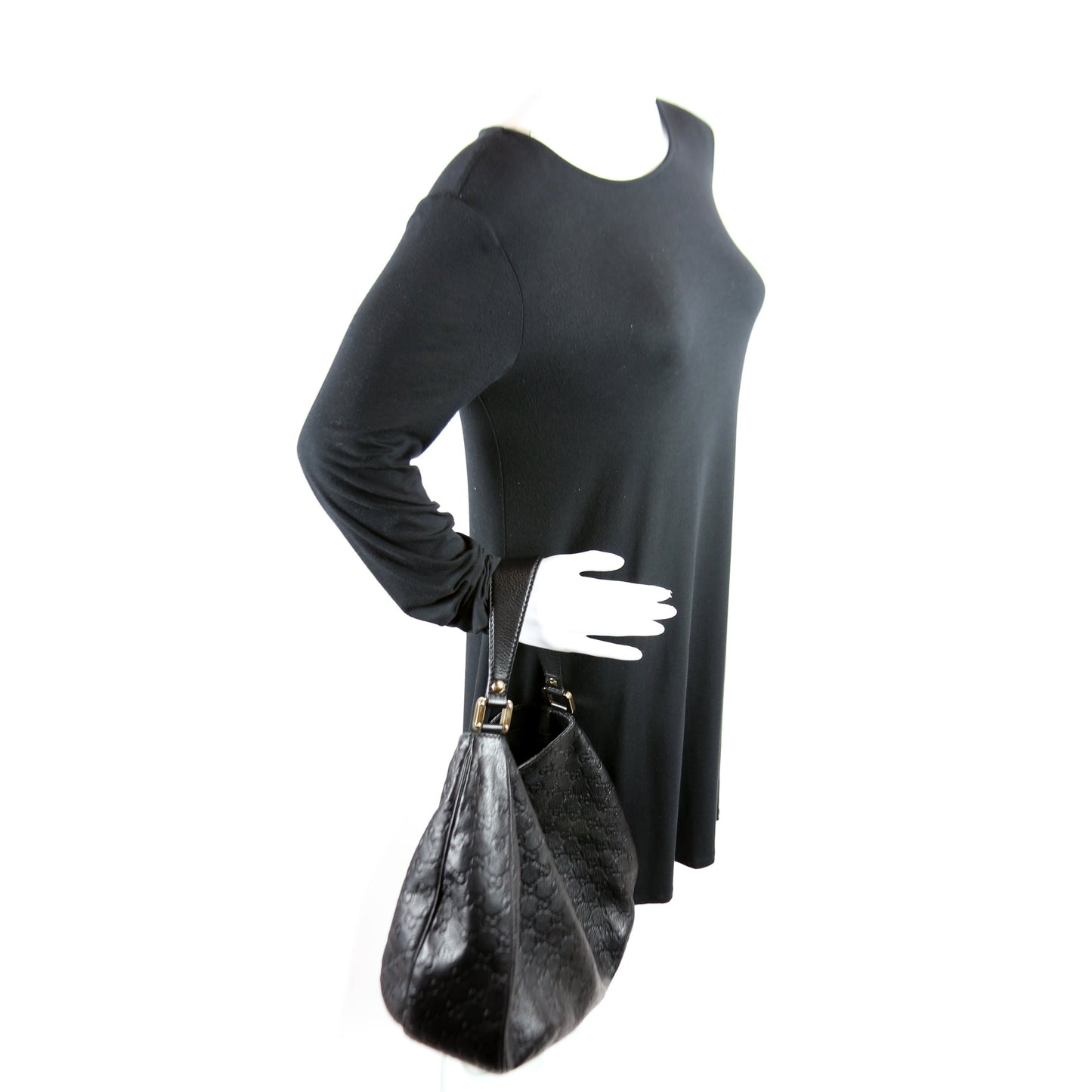 233604 GG Leather Large Hobo