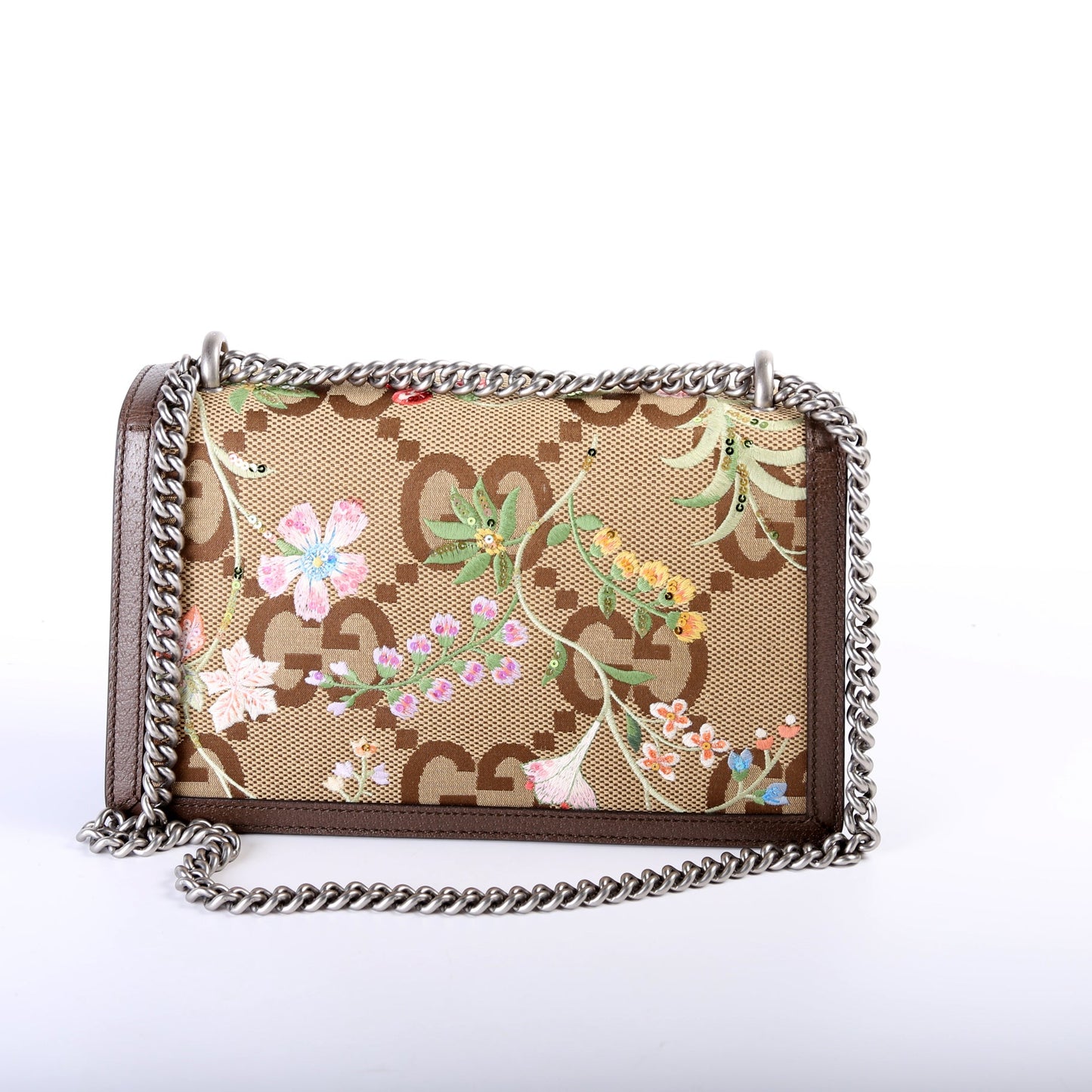 400249 Dionysus Jumbo GG Canvas Flower Embroidered Shoulder Small