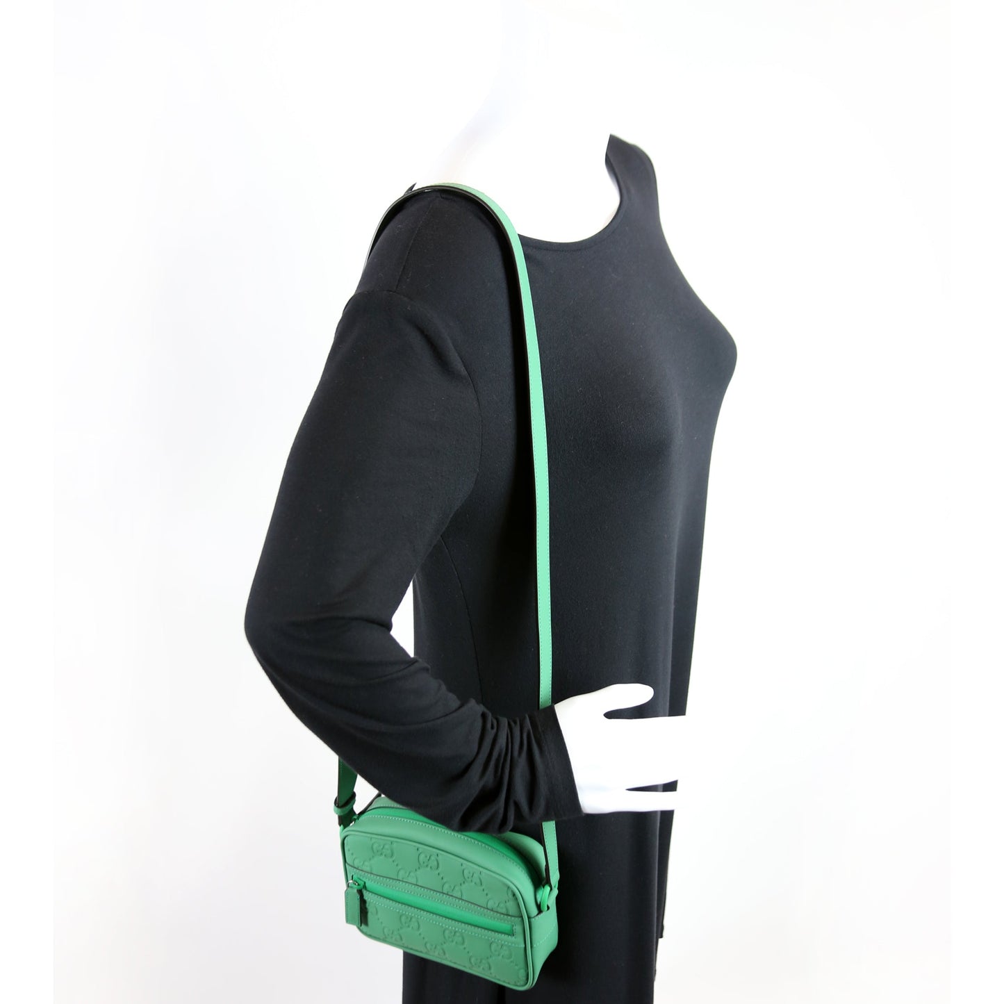 771321 GG Rubber Effect Leather Small Crossbody