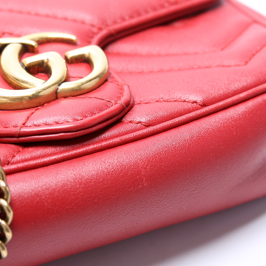 476433 Marmont Leather Super Mini Flap Red
