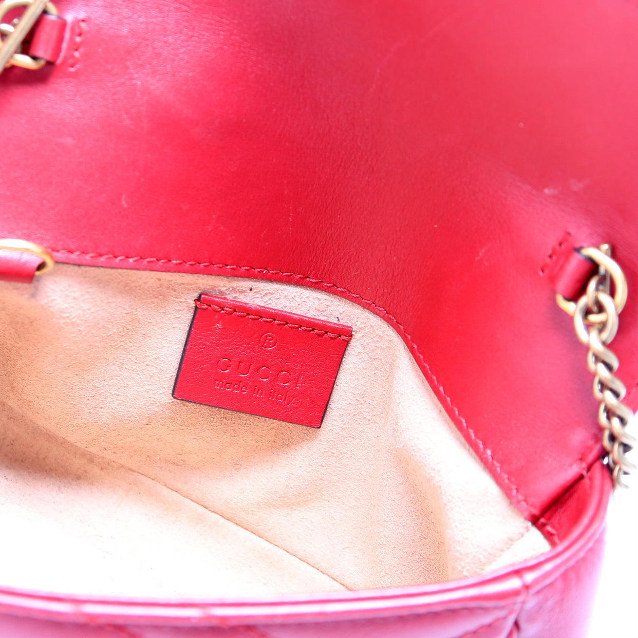 476433 Marmont Leather Super Mini Flap Red