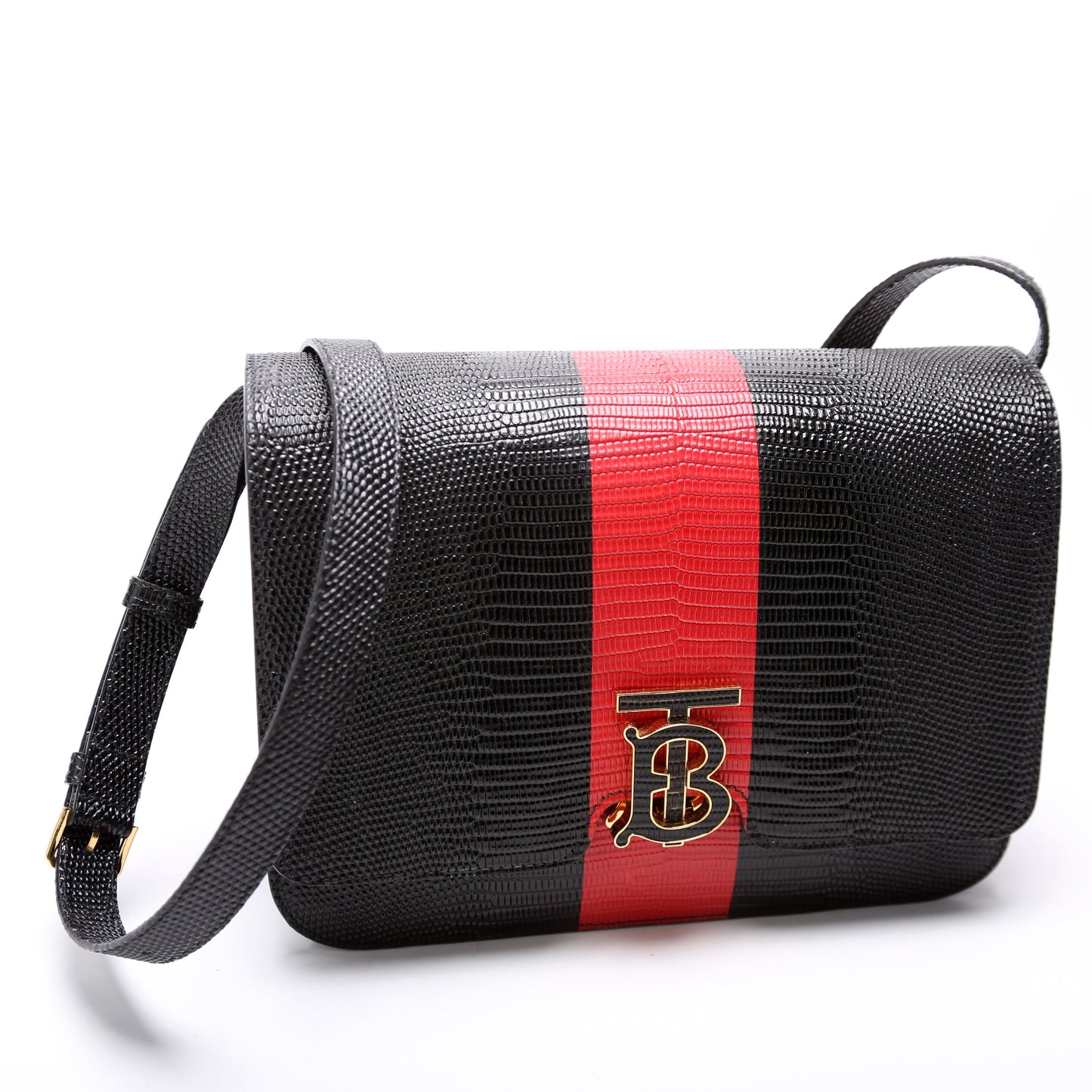 Brit Embossed Leather Crossbody Black