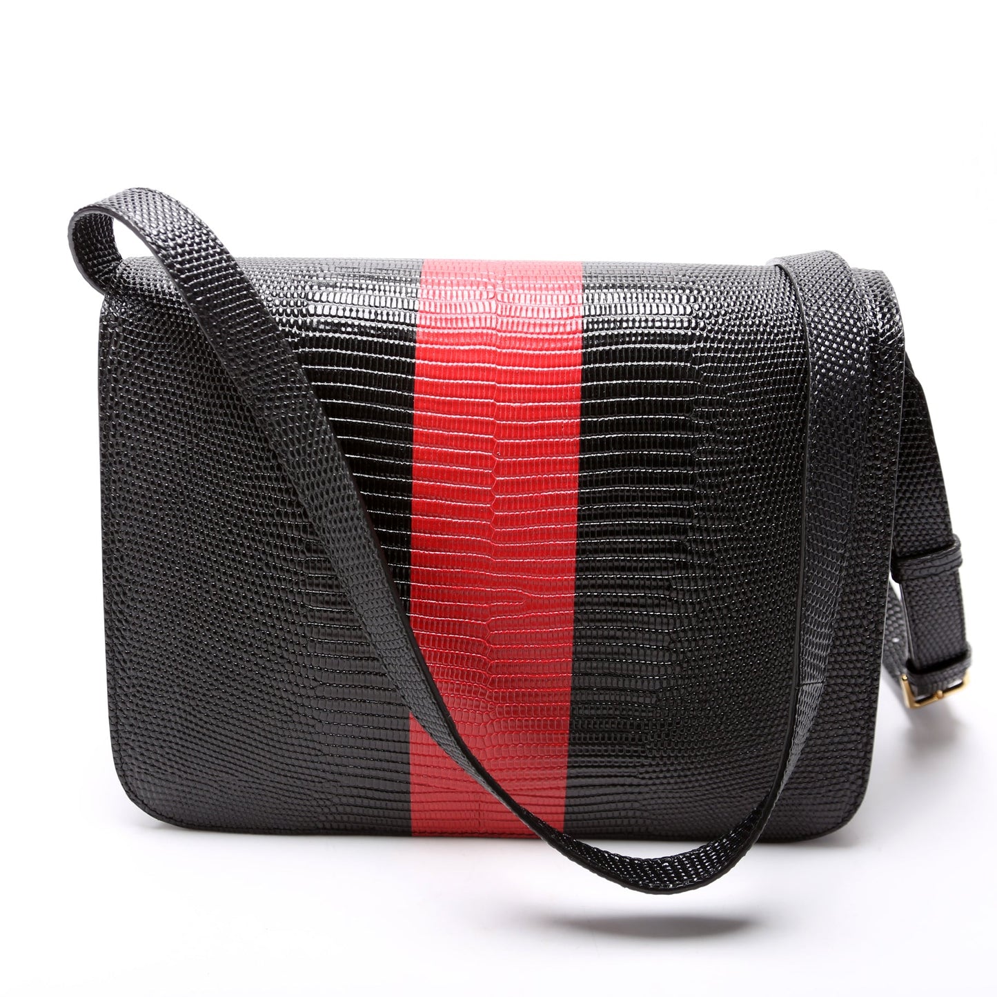 Brit Embossed Leather Crossbody Black