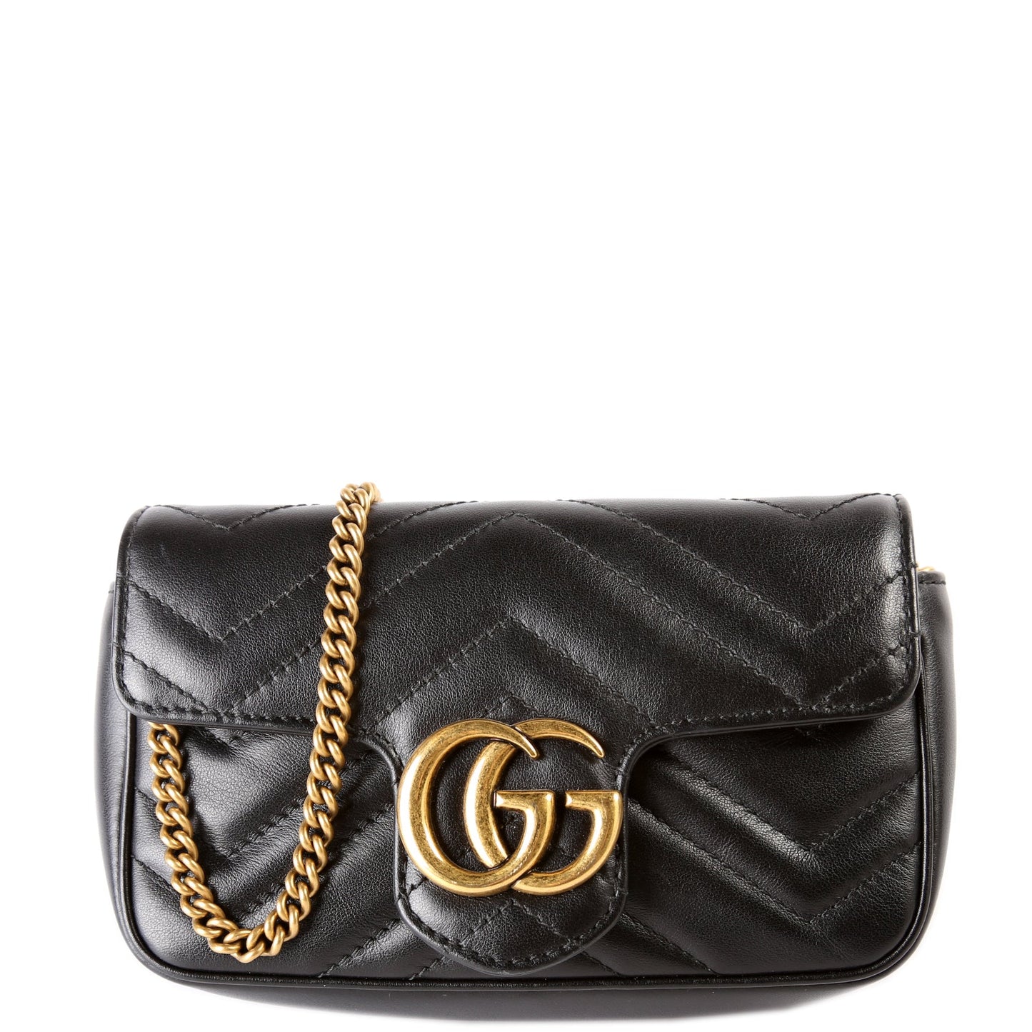 476433 Marmont Leather Super Mini Flap Black