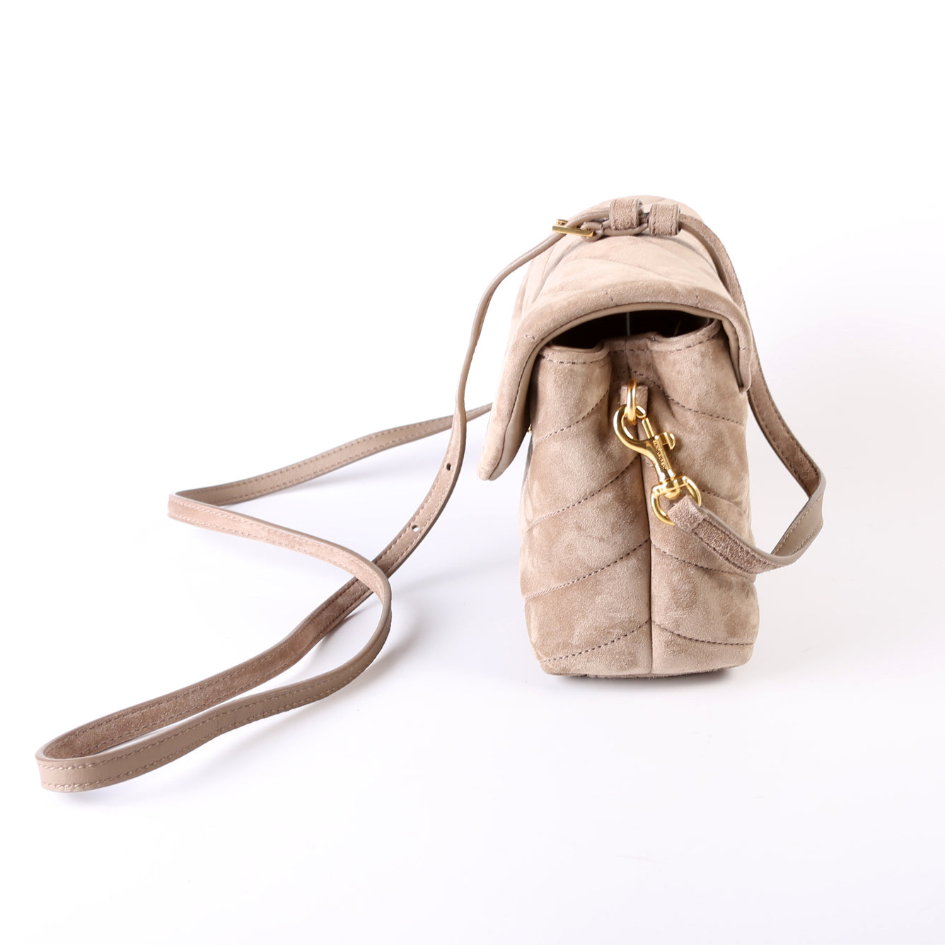 Loulou Suede Satchel Toy Crossbody Taupe