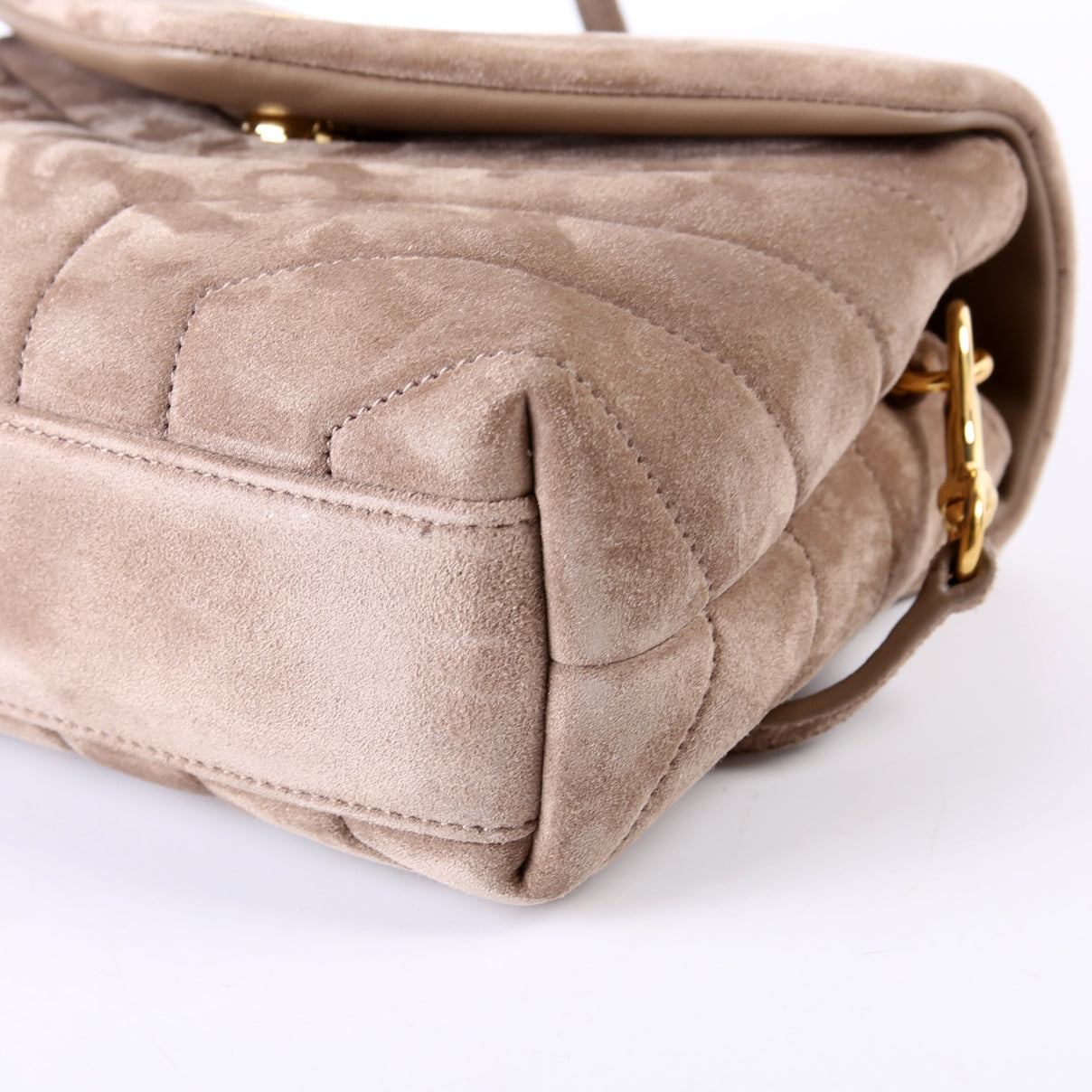Loulou Suede Satchel Toy Crossbody Taupe
