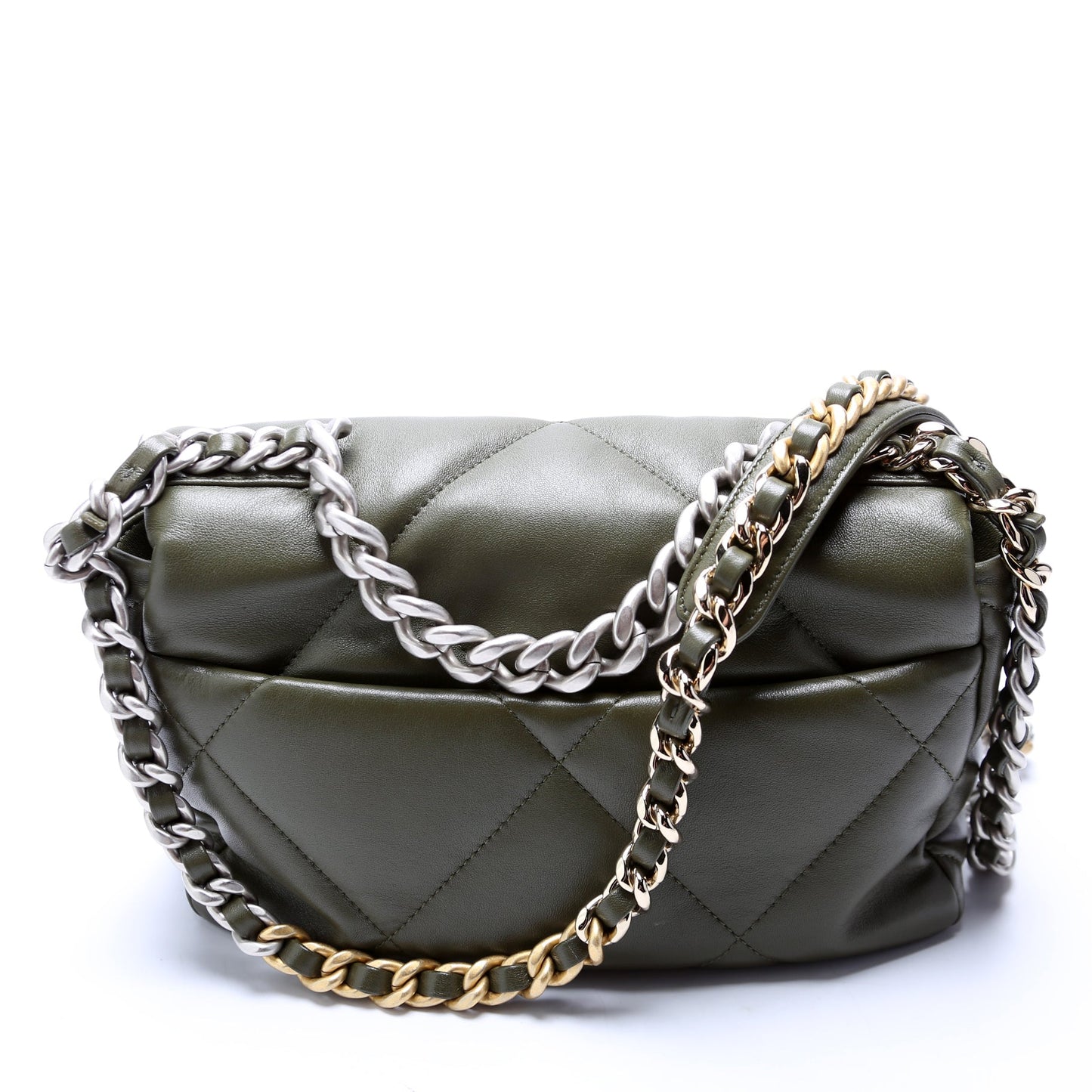 19 Medium Flap Quilted Goatskin 28M Green