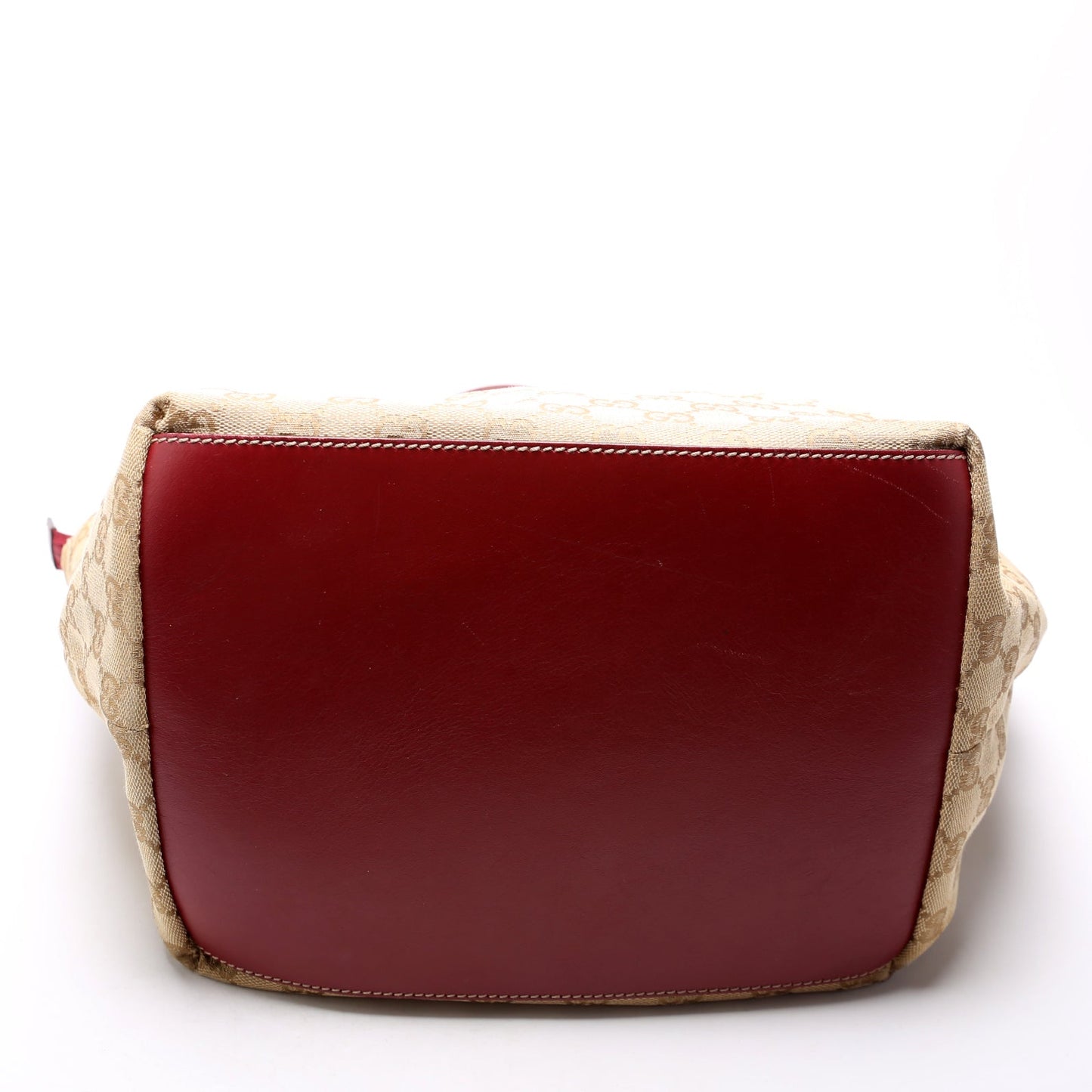 131230 GG Canvas Web Bucket Tote Red