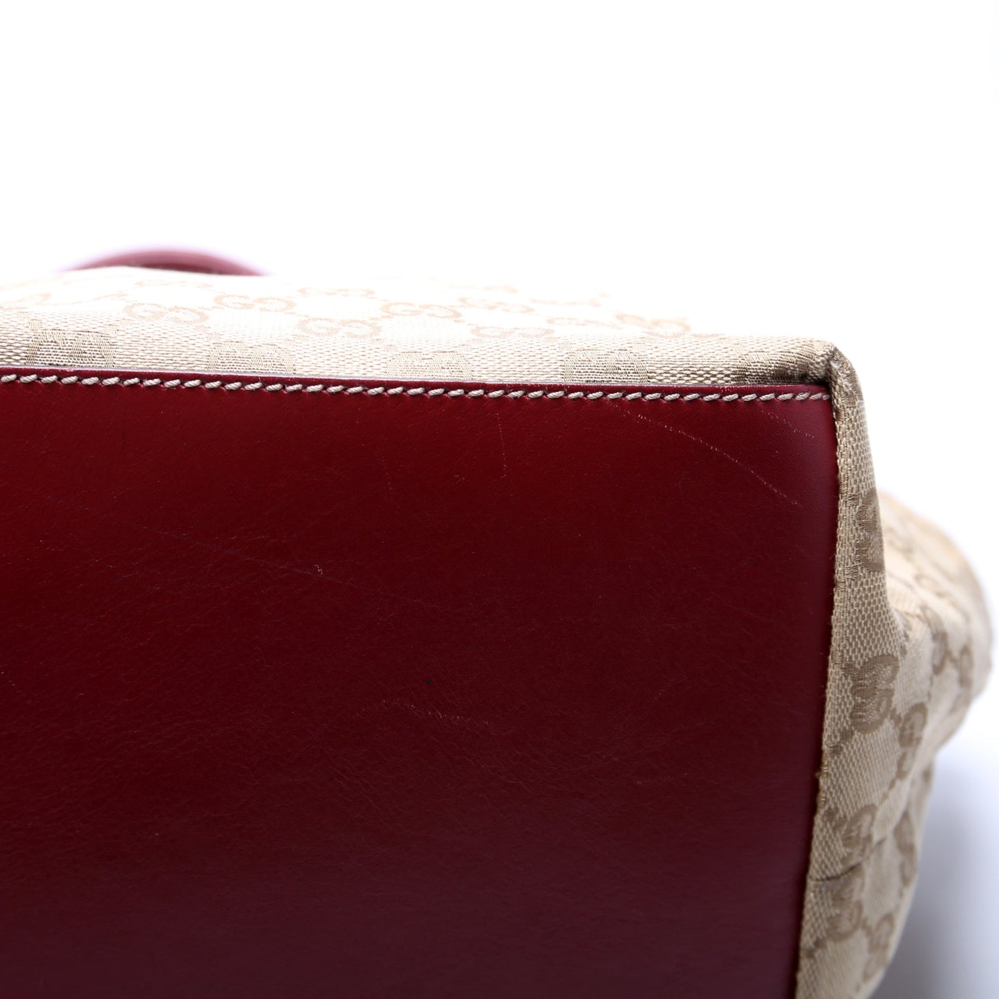 131230 GG Canvas Web Bucket Tote Red