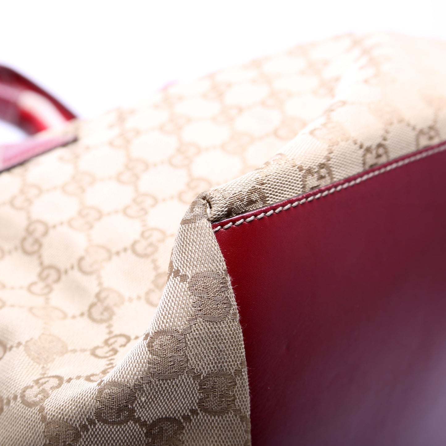 131230 GG Canvas Web Bucket Tote Red