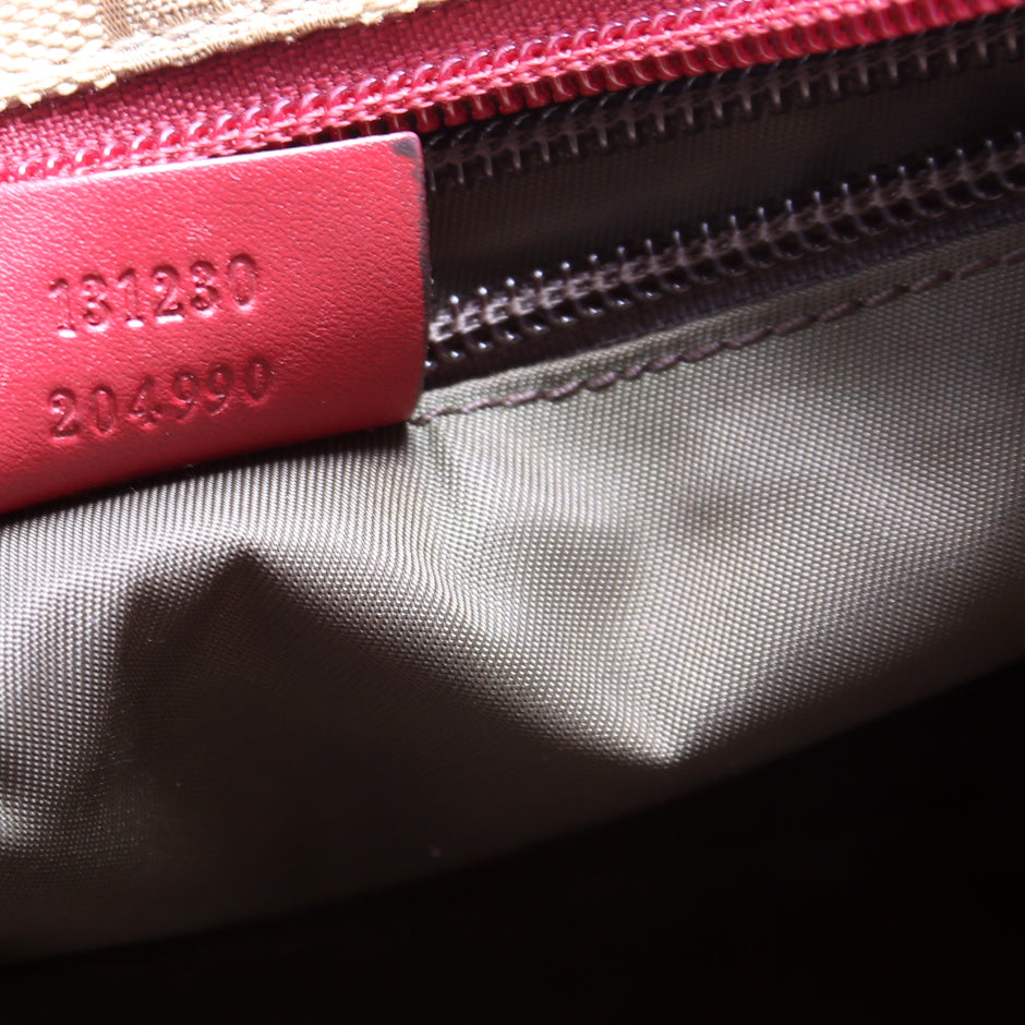 131230 GG Canvas Web Bucket Tote Red
